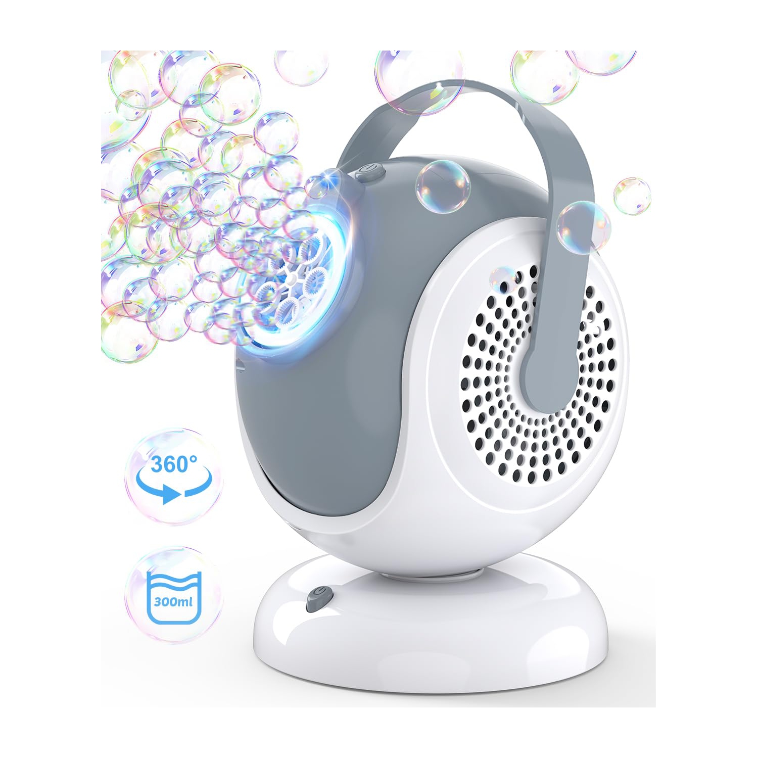 Machine à bulles entièrement automatique, machine à bulles électrique rotative portative, jouet à bulles avec lumière LED, idéal pour les festivals,