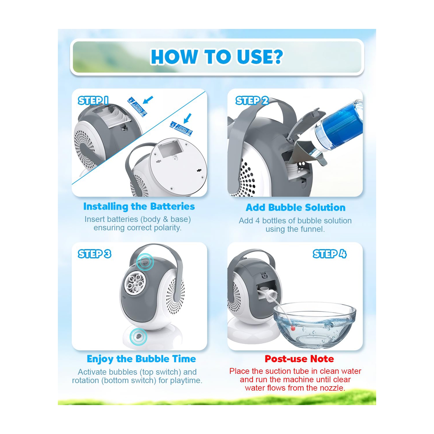 Machine à bulles entièrement automatique, machine à bulles électrique rotative portative, jouet à bulles avec lumière LED, idéal pour les festivals,