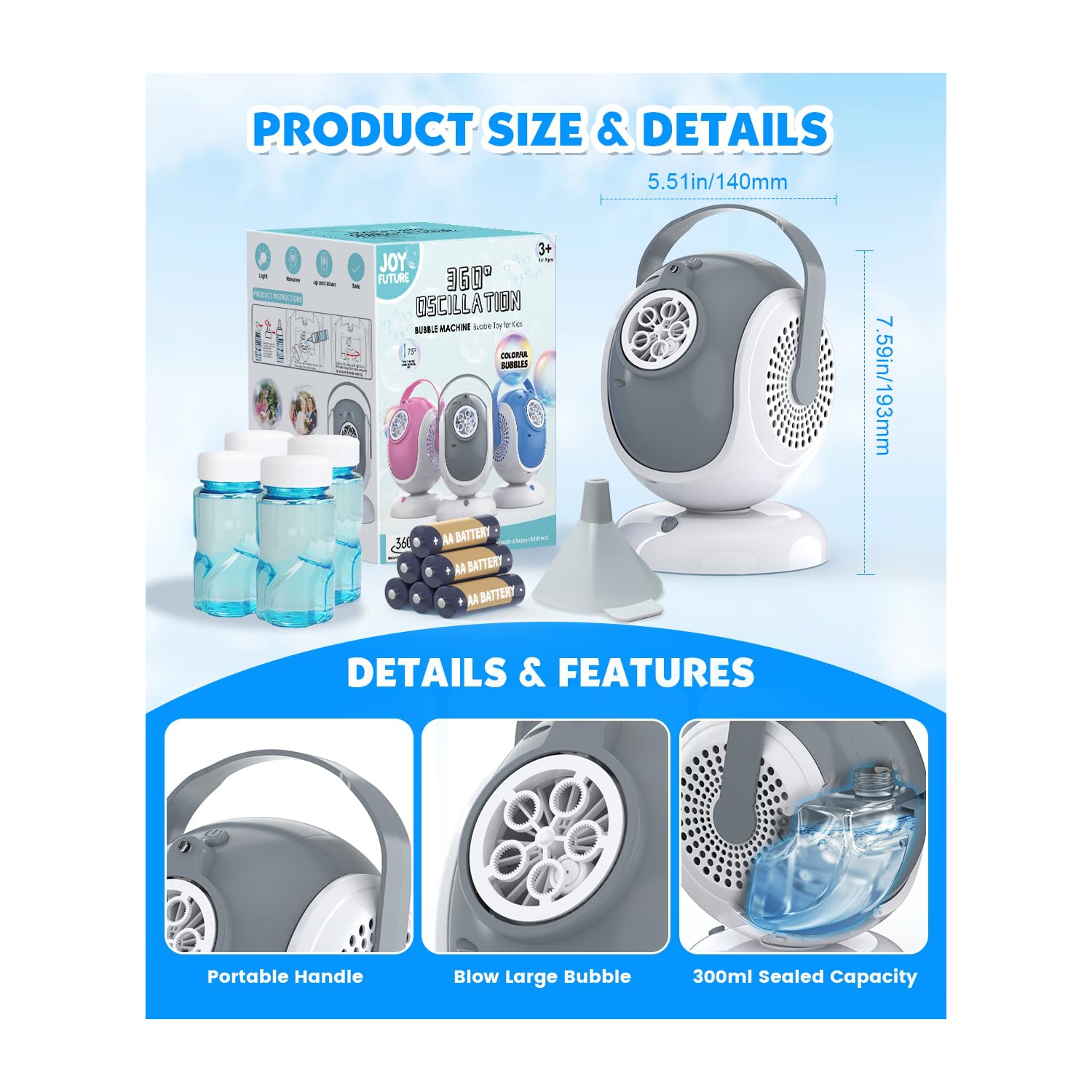 Machine à bulles entièrement automatique, machine à bulles électrique rotative portative, jouet à bulles avec lumière LED, idéal pour les festivals,