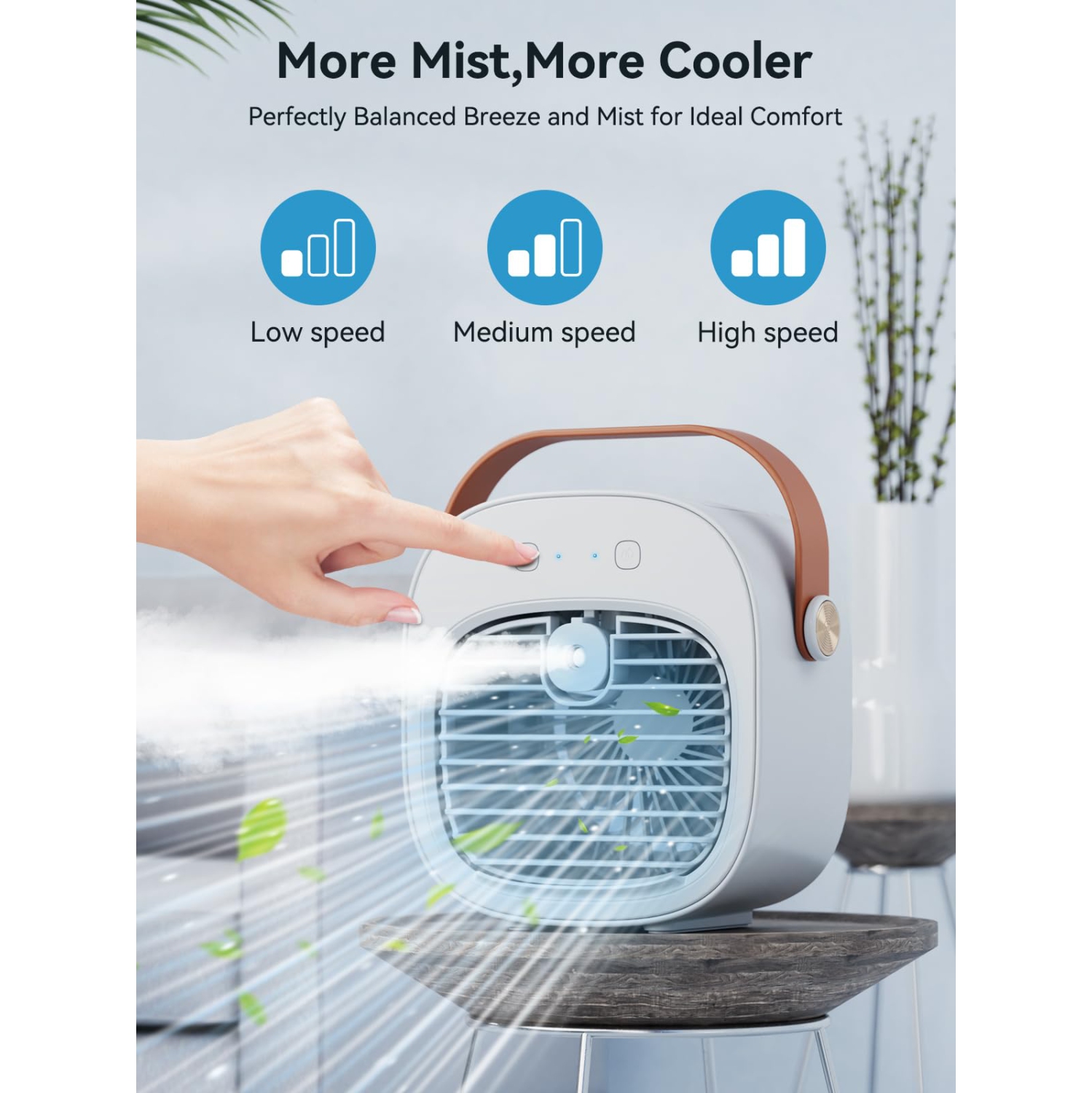 Climatiseur portatif, ventilateur de refroidissement d'eau de bureau avec réservoir d'eau de 128 ml, batterie longue durée 4000&nbsp;mAh, adapté à la