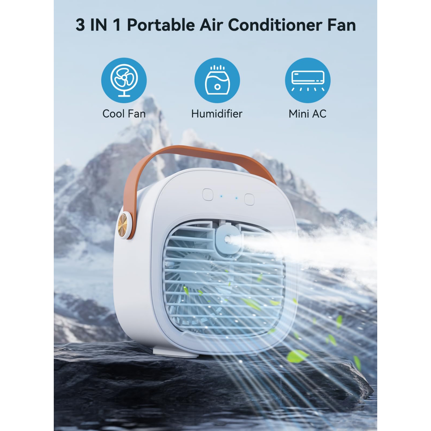 Climatiseur portatif, ventilateur de refroidissement d'eau de bureau avec réservoir d'eau de 128 ml, batterie longue durée 4000&nbsp;mAh, adapté à la