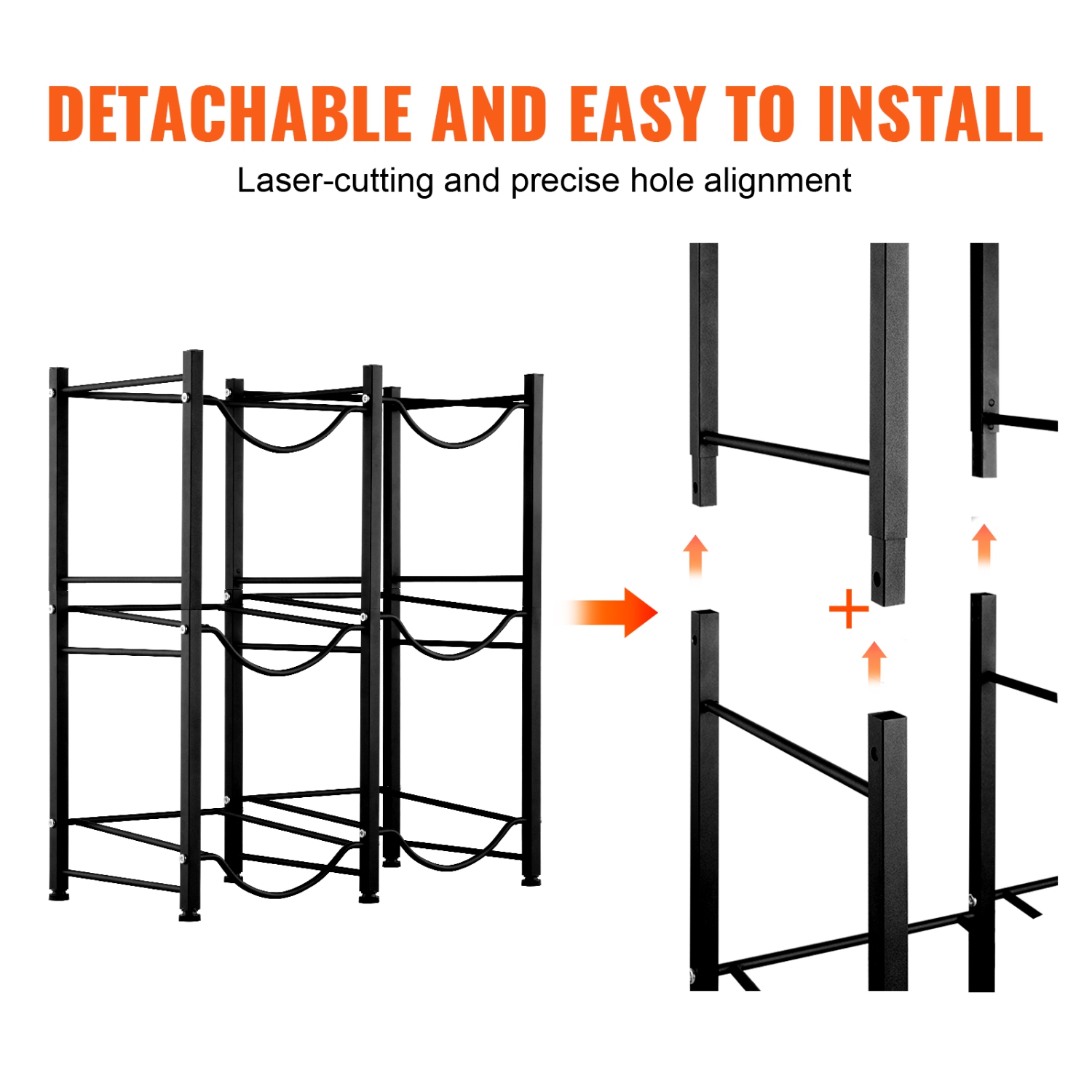 Porte-bouteille VEVOR 3 niveaux, porte-bouteille d'eau de 5 gallons, porte-bouteille à deux rangées pour 6 bouteilles, support robuste pour bidon