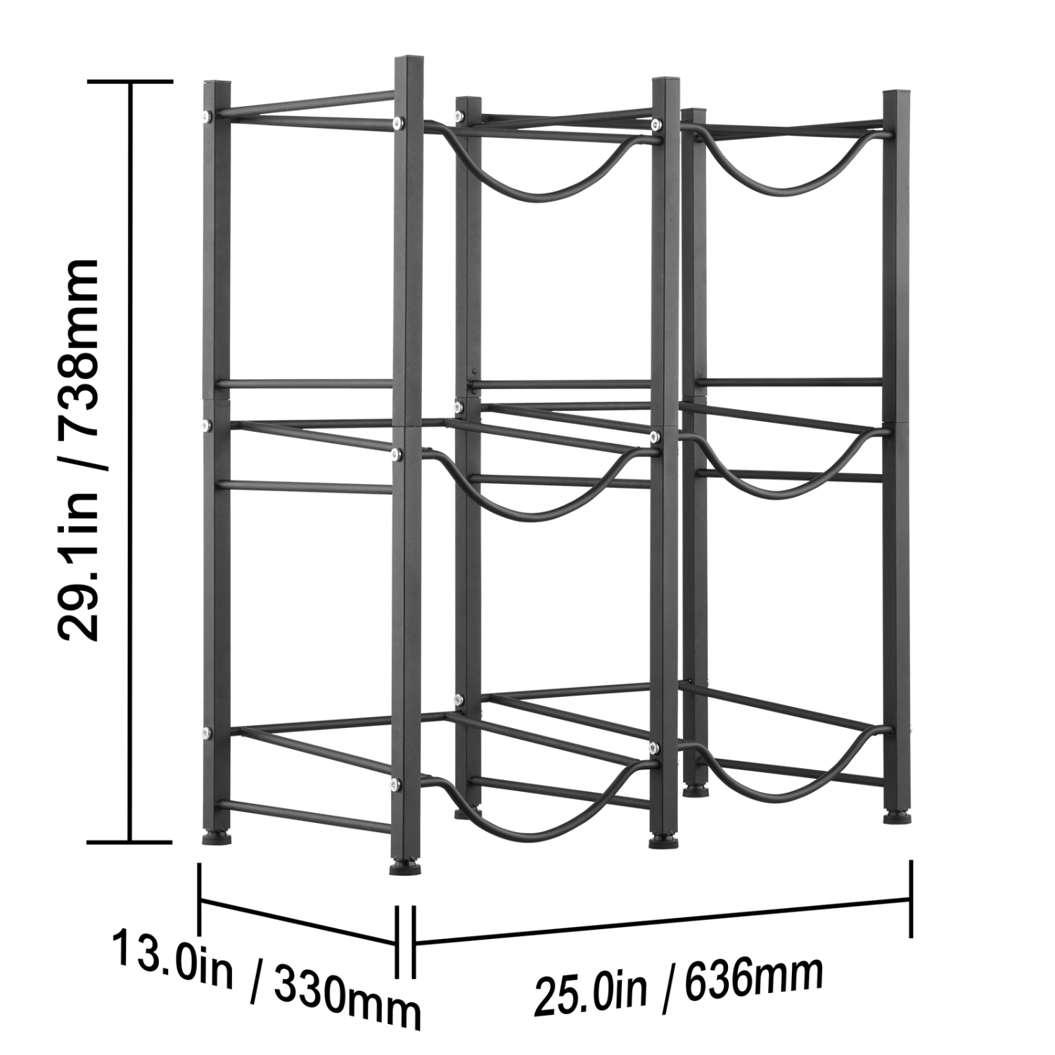 Porte-bouteille VEVOR 3 niveaux, porte-bouteille d'eau de 5 gallons, porte-bouteille à deux rangées pour 6 bouteilles, support robuste pour bidon