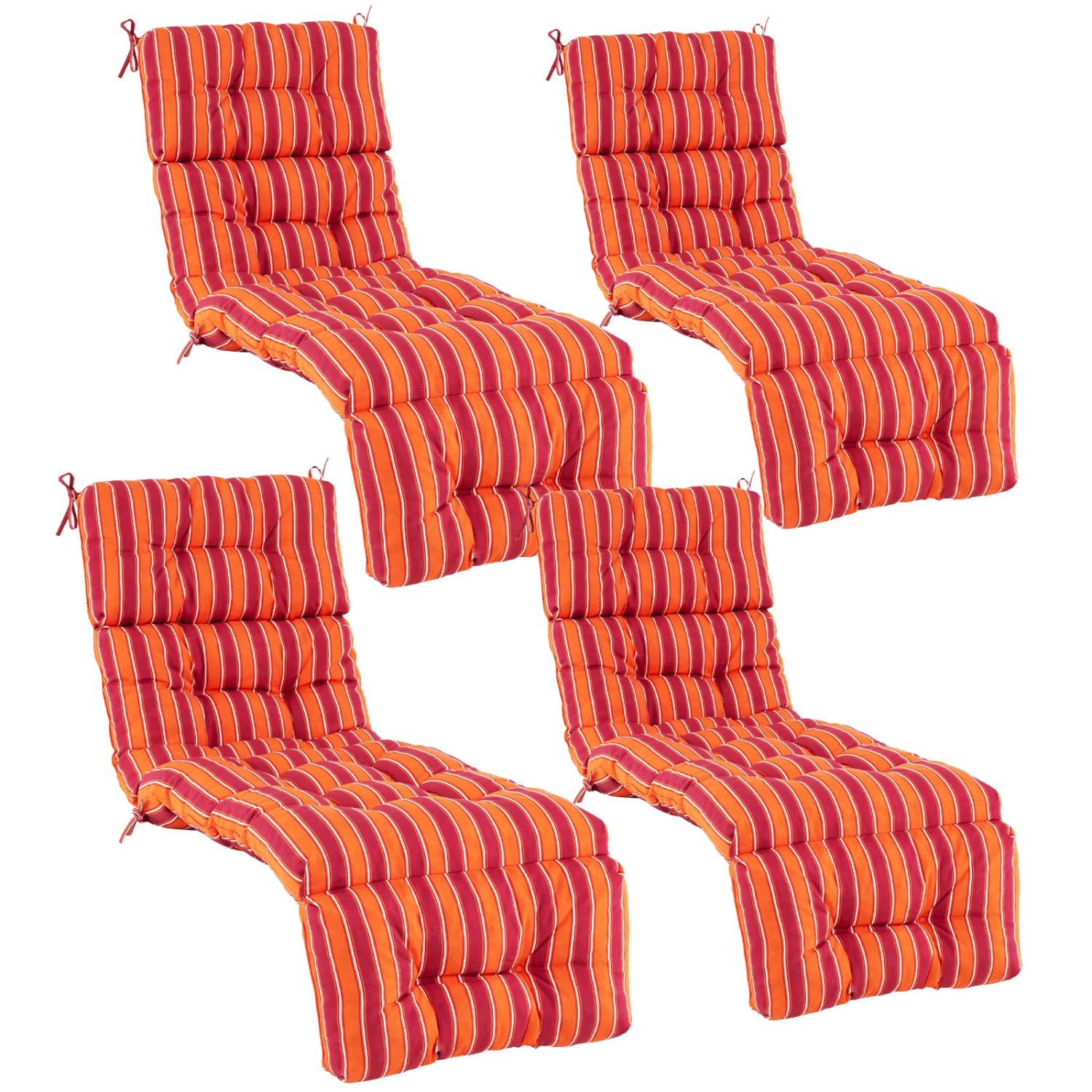 Gymax Set of 4 73'' Lounge Chaise Cushion Padded Recliner Cushion