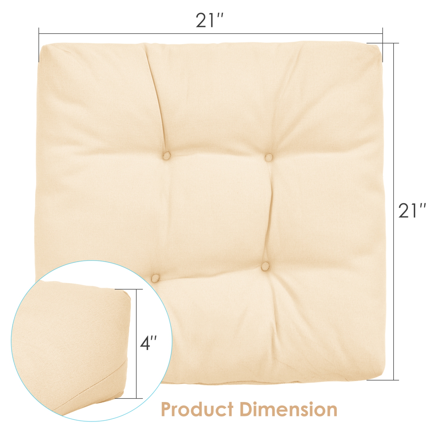 Gymax Set of 4 21'' x 21'' Chair Seat Cushion Pads Patio