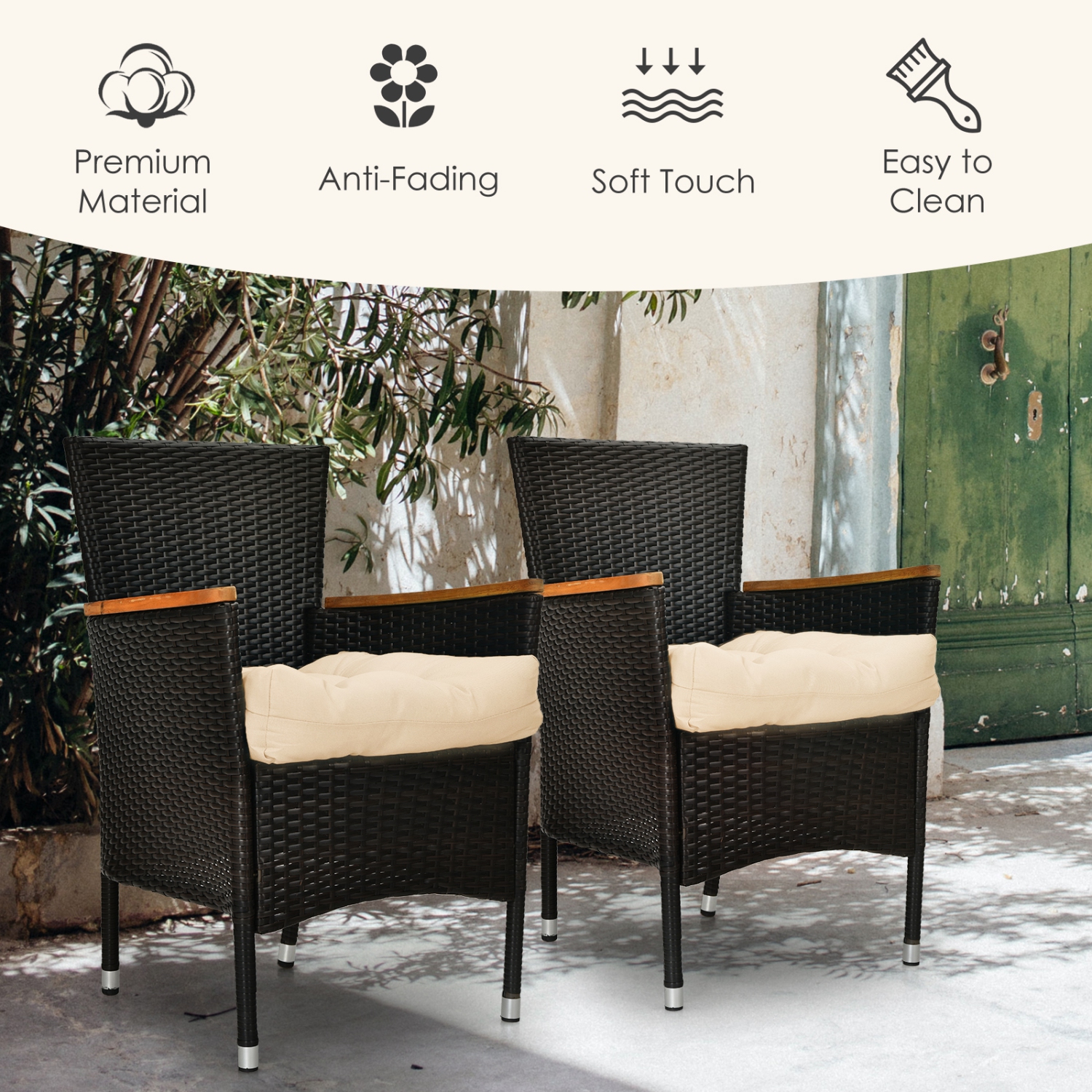 Gymax Set of 6 21'' x 21'' Chair Seat Cushion Pads Patio