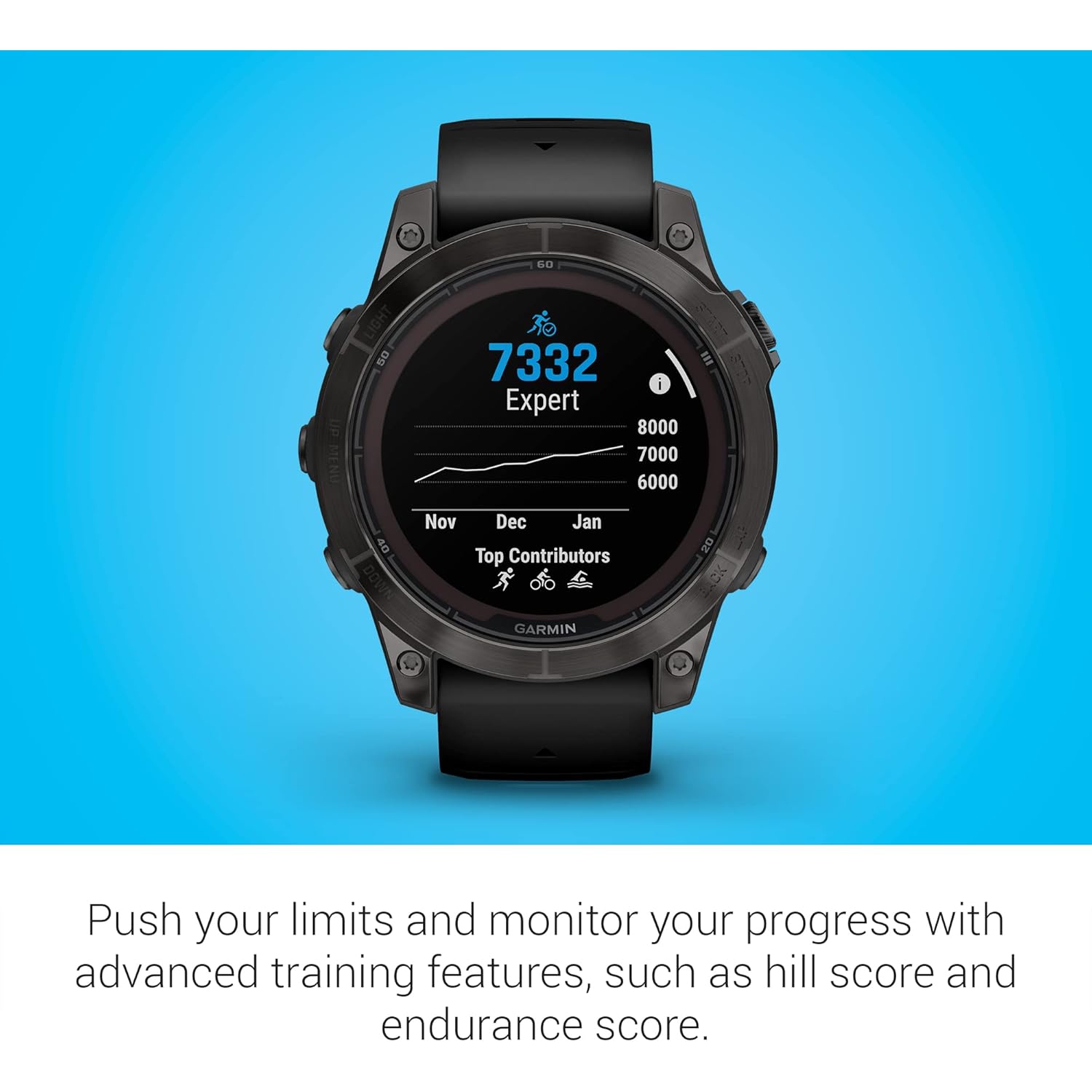 Garmin fēnix 7 Pro Sapphire Solar, montre intelligente GPS multisport, lampe de poche intégrée, capacité de recharge solaire, noir