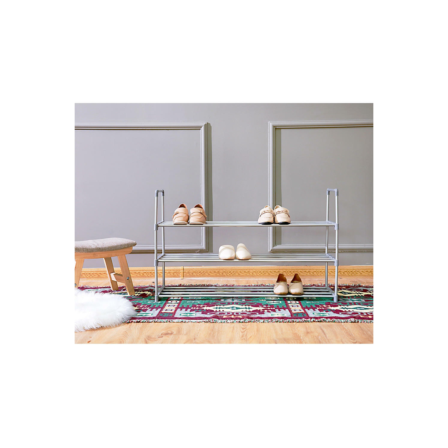 Étagère à chaussures à 3 87 niveaux, 18 6 paires, étagère de rangement pour chaussures, 35 long. X 11 larg. X 20 haut. Unité d'entrée empilable.