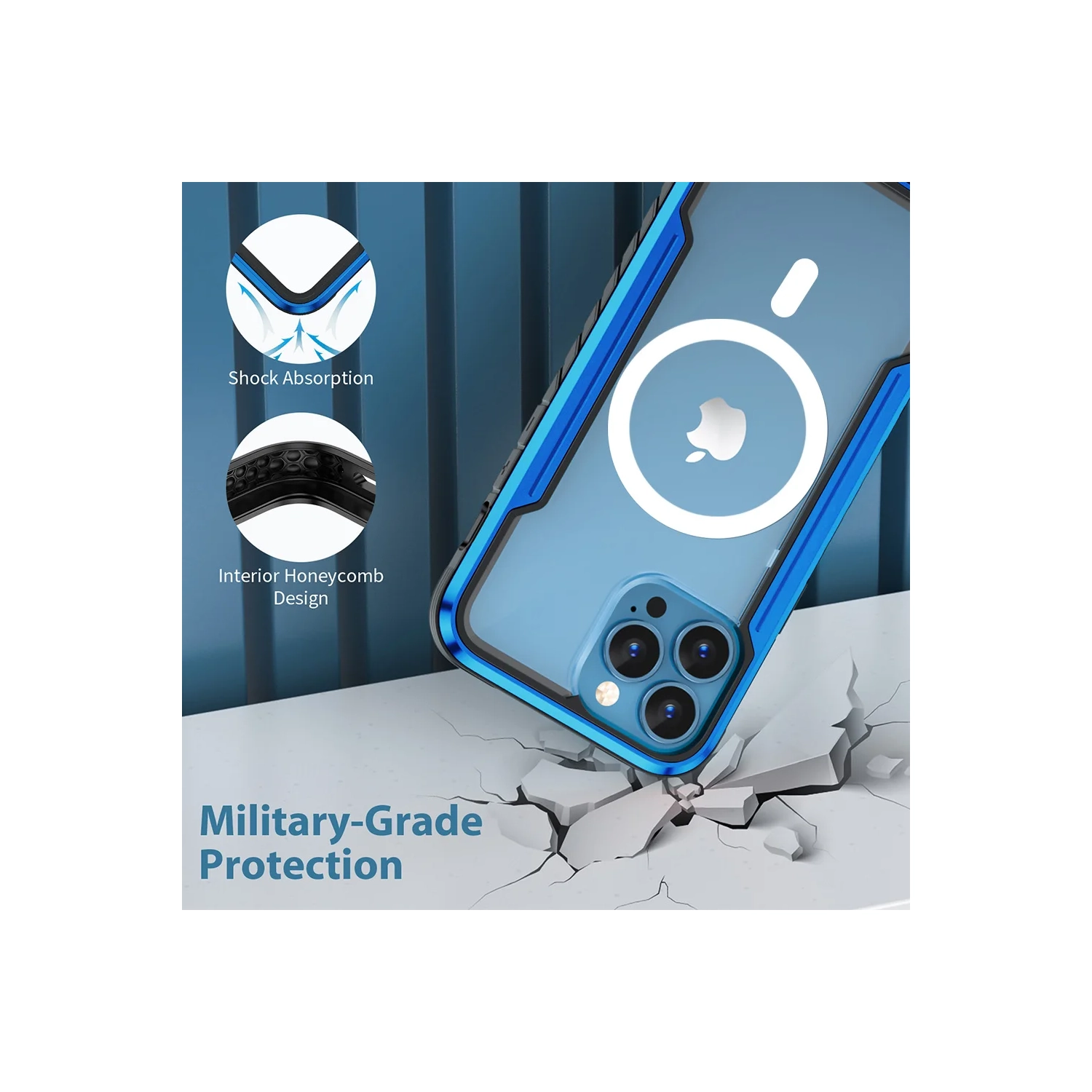 Suitable for iPhone 14 mobile phone case Metal magnetic mobile phone protective cover Anti-wear, anti-fall and anti-fingerprint - blue Magnetic type