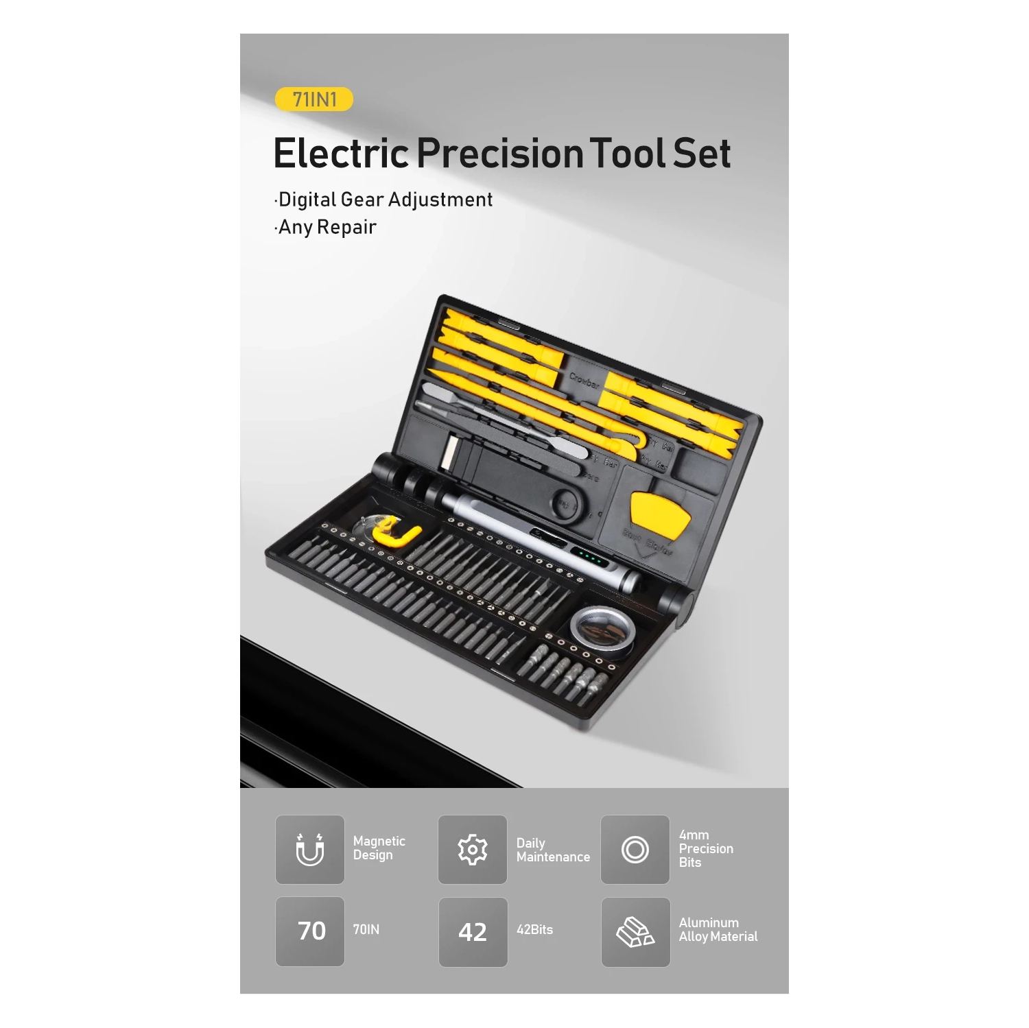 Electric Precision Screwdriver Set Multi-Function Laptop, Mobile Phone Repair Tool - 5-Speed Electric 71-in-1 Laptop Storage Screwdriver Set