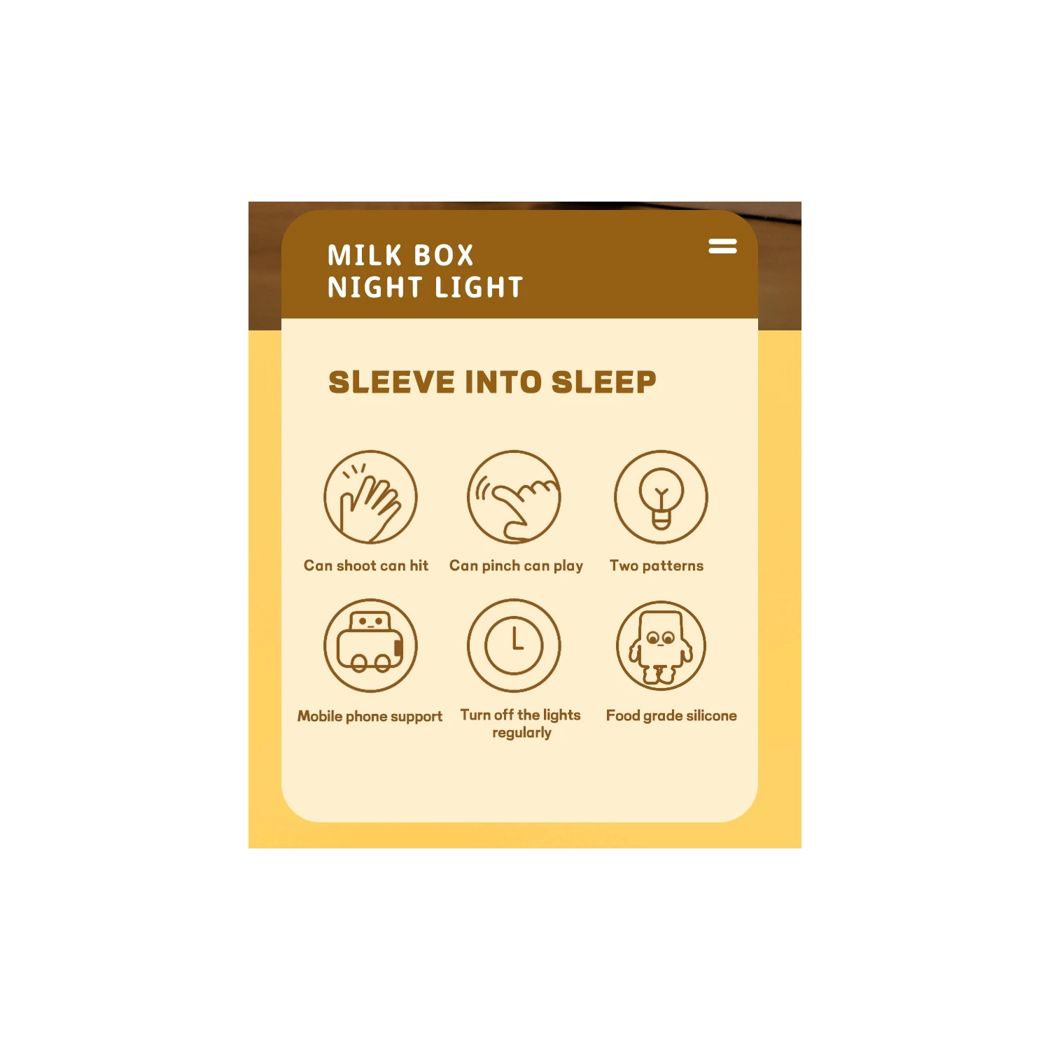 Milk box night light can be patted cartoon cute mobile phone holder charging birthday gift bedside bed decoration children's room sleep night light