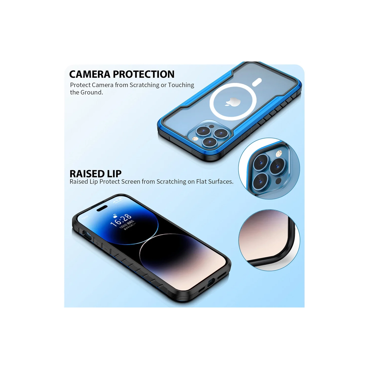 Suitable for Apple 14 mobile phone case Apple metal magnetic mobile phone protective cover anti-wear, anti-fall, anti-fingerprint - black magnetic