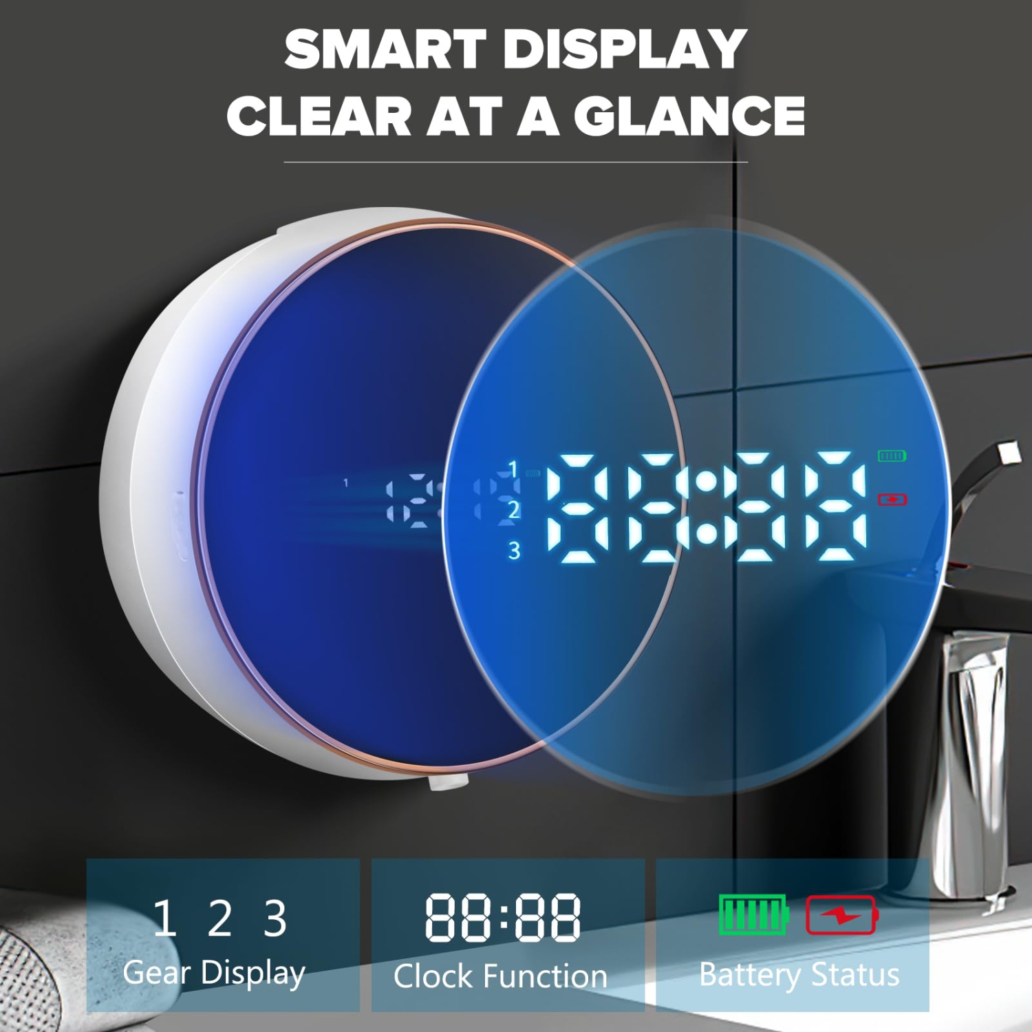 Touchless Automatic Soap Dispenser, Wall Mounted Rechargeable Foam Soap Dispenser with Clock, Suitable for Kitchen, Bathroom