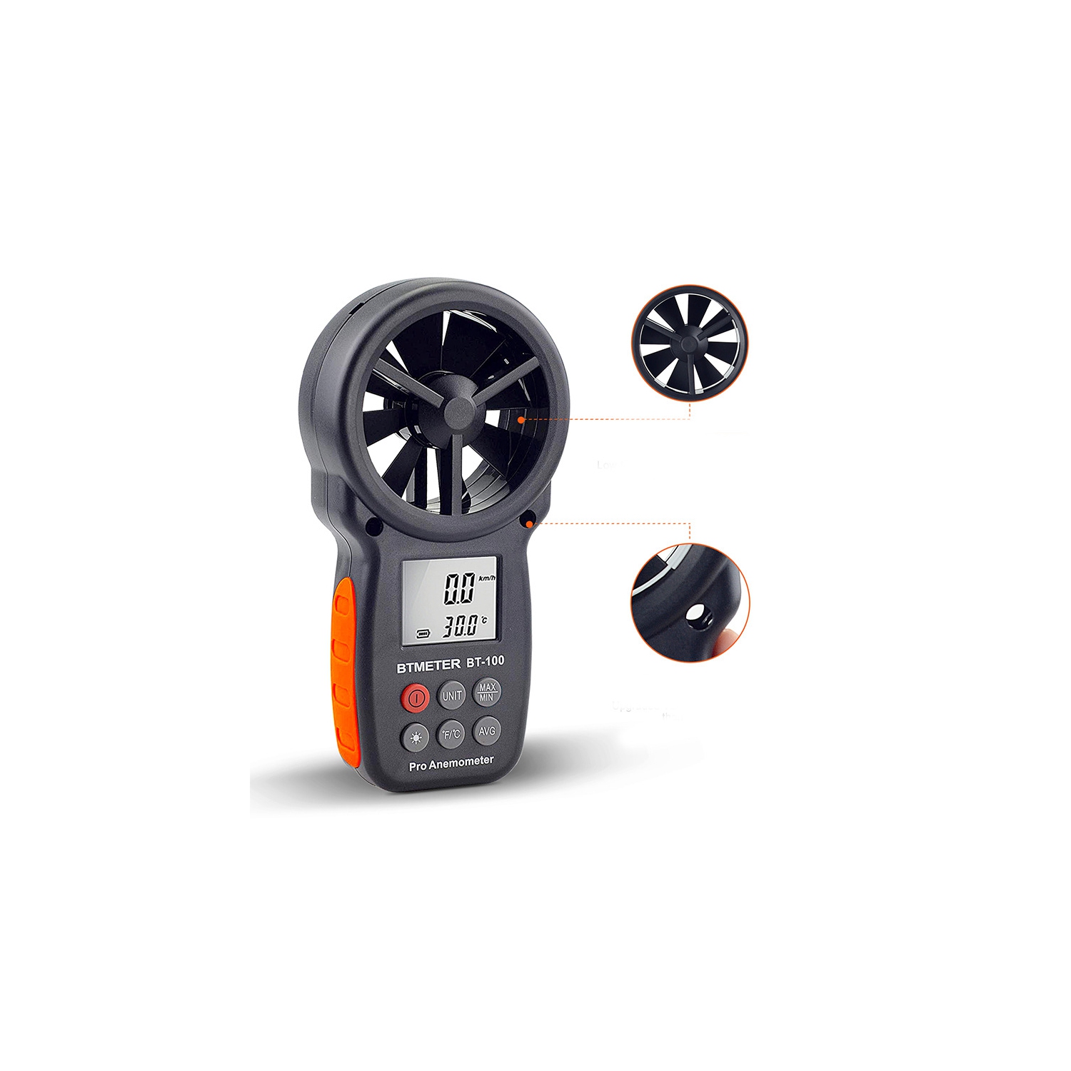 BT-100APP Anemometer, Digital Handheld Anemometer with Wireless Bluetooth for Measuring Wind Chill Index, Wind Speed, Temperature