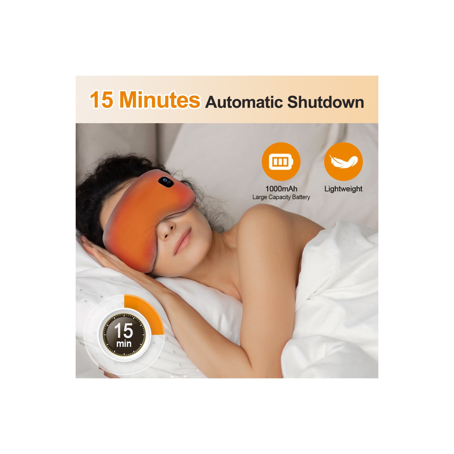 Electric Heated Eye Mask Cordless, Warm Eye Compress Electric 3 Heat Levels Eye Heating Pad, Detachable Warm Compress for Sleep, Travel, Relaxation