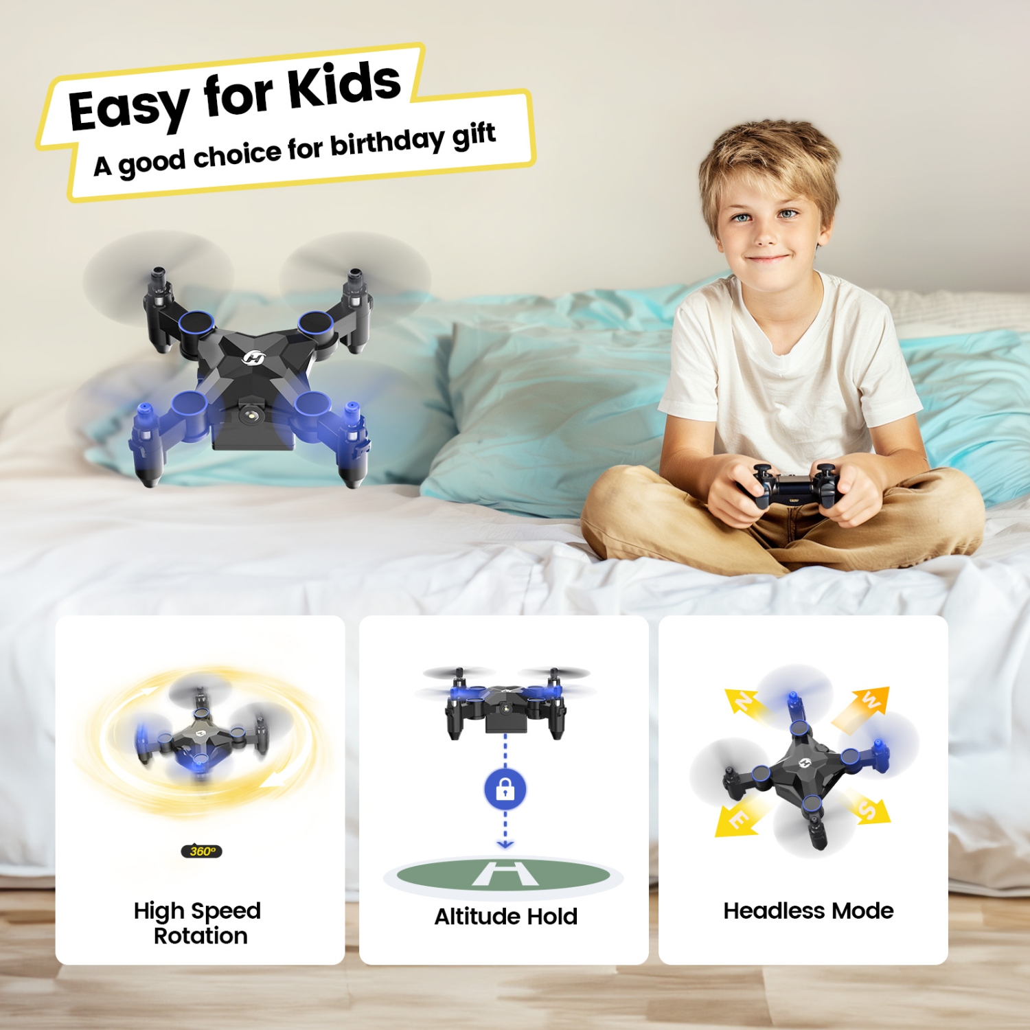 Holy Stone HS190 Foldable Mini Drone Under 249g for Kids Beginners,RC Nano Quadcopter with Altitude Hold,3D Flips,Throw to Go,One Key Return, Great