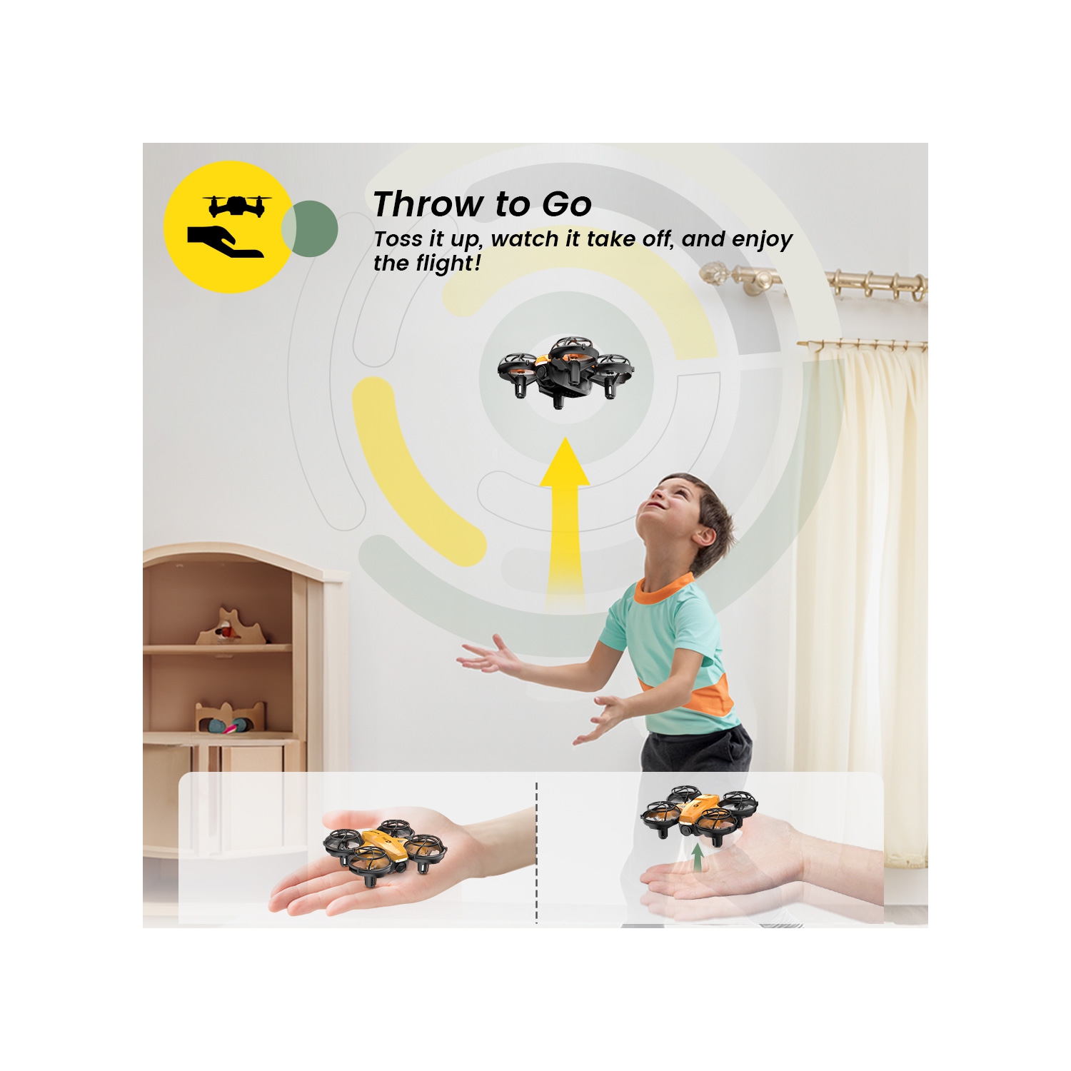 Holy Stone HS420 Mini Drone Under 249g with HD FPV Camera for Kids Adults Beginners, Pocket RC Quadcopter, Toss to Launch, Gesture Selfie, High Speed