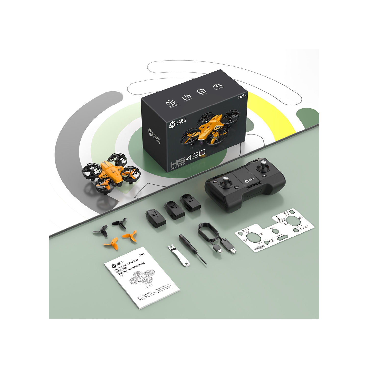 Holy Stone HS420 Mini Drone Under 249g with HD FPV Camera for Kids Adults Beginners, Pocket RC Quadcopter, Toss to Launch, Gesture Selfie, High Speed