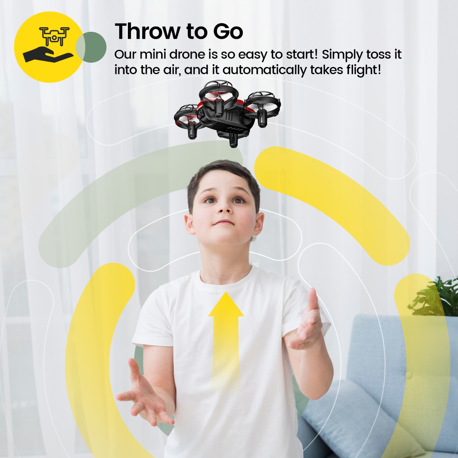 Holy Stone HS420 Mini Drone Under 249g with HD FPV Camera for Kids Beginners, Pocket RC Quadcopter, Toss to Launch, Gesture Selfie, Circle Fly, High