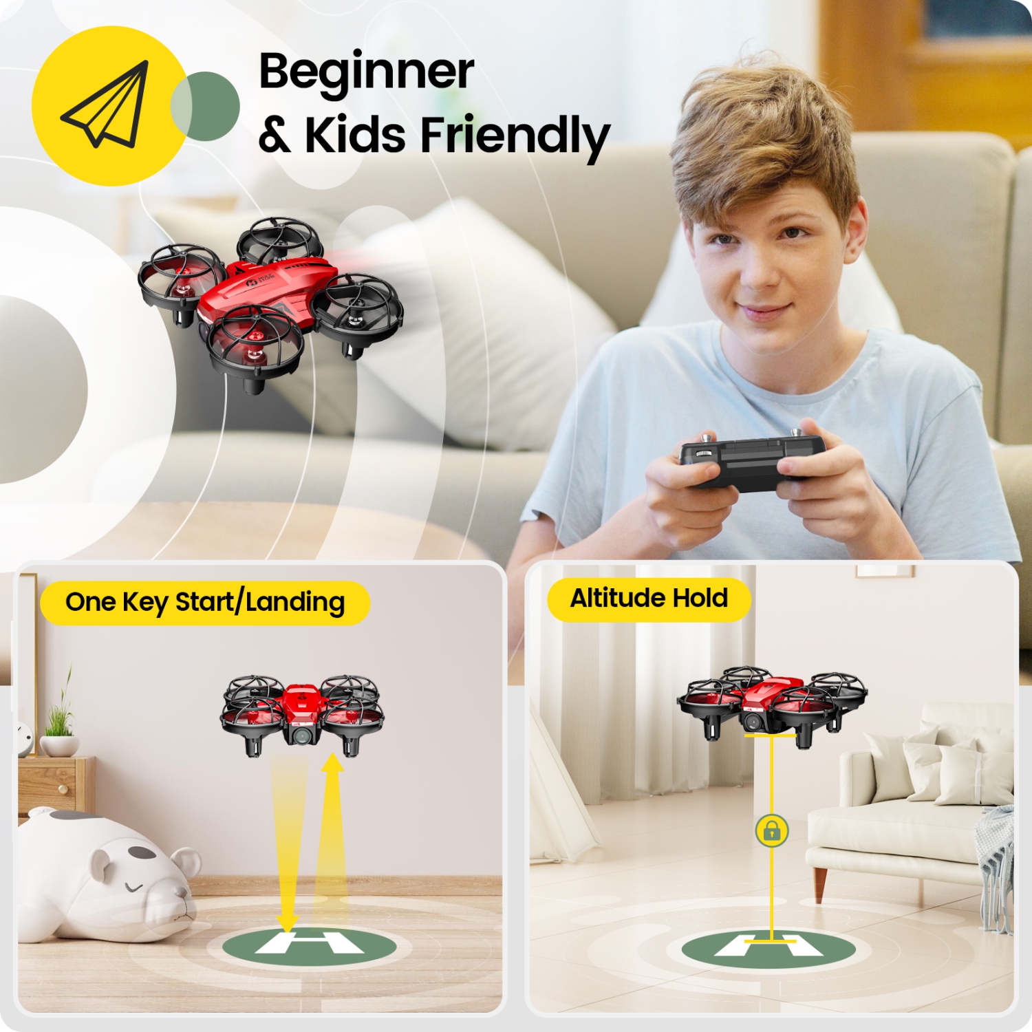 Holy Stone HS420 Mini Drone Under 249g with HD FPV Camera for Kids Beginners, Pocket RC Quadcopter, Toss to Launch, Gesture Selfie, Circle Fly, High