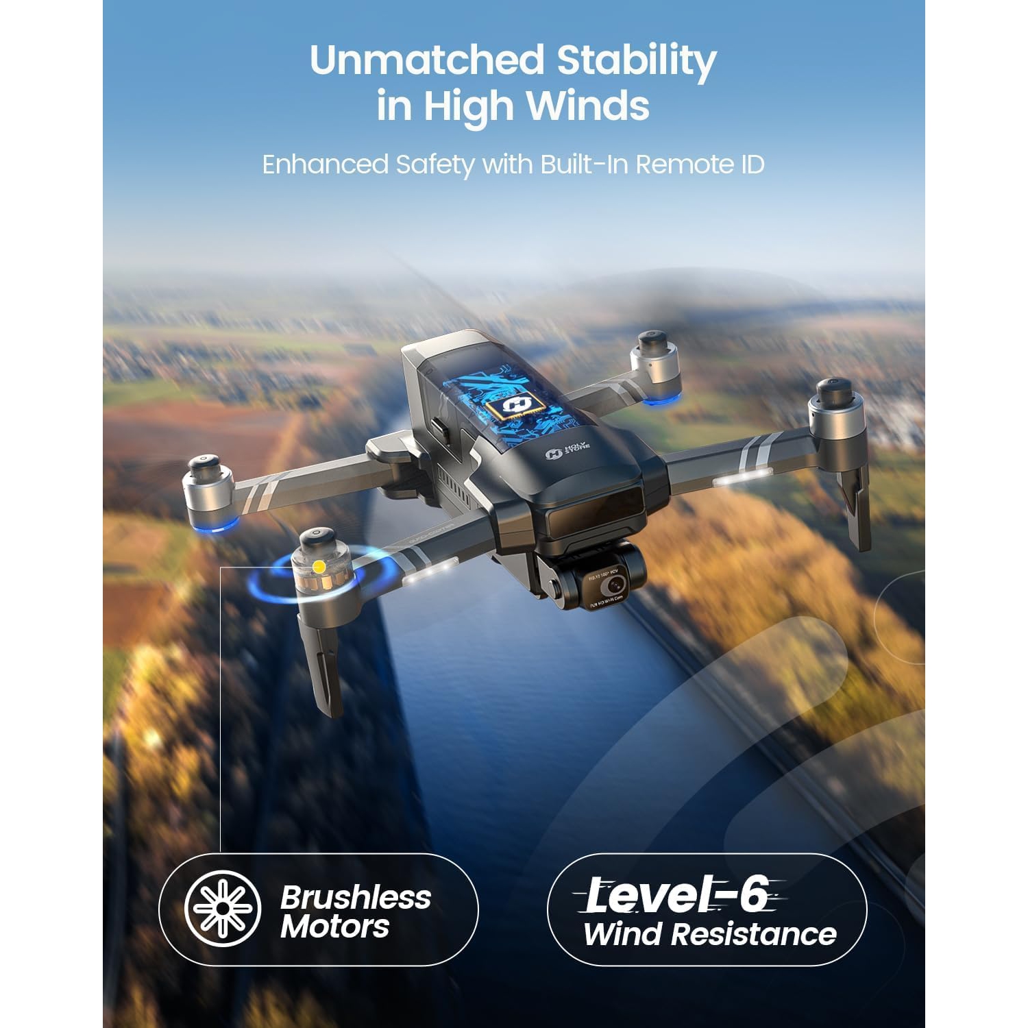 Holy Stone – Drones avec cardan 2 axes HS600 avec caméra pour adultes 4K EIS, drone GPS avec moteurs sans balais, 4K/30 ips, Follow Me, résistance au