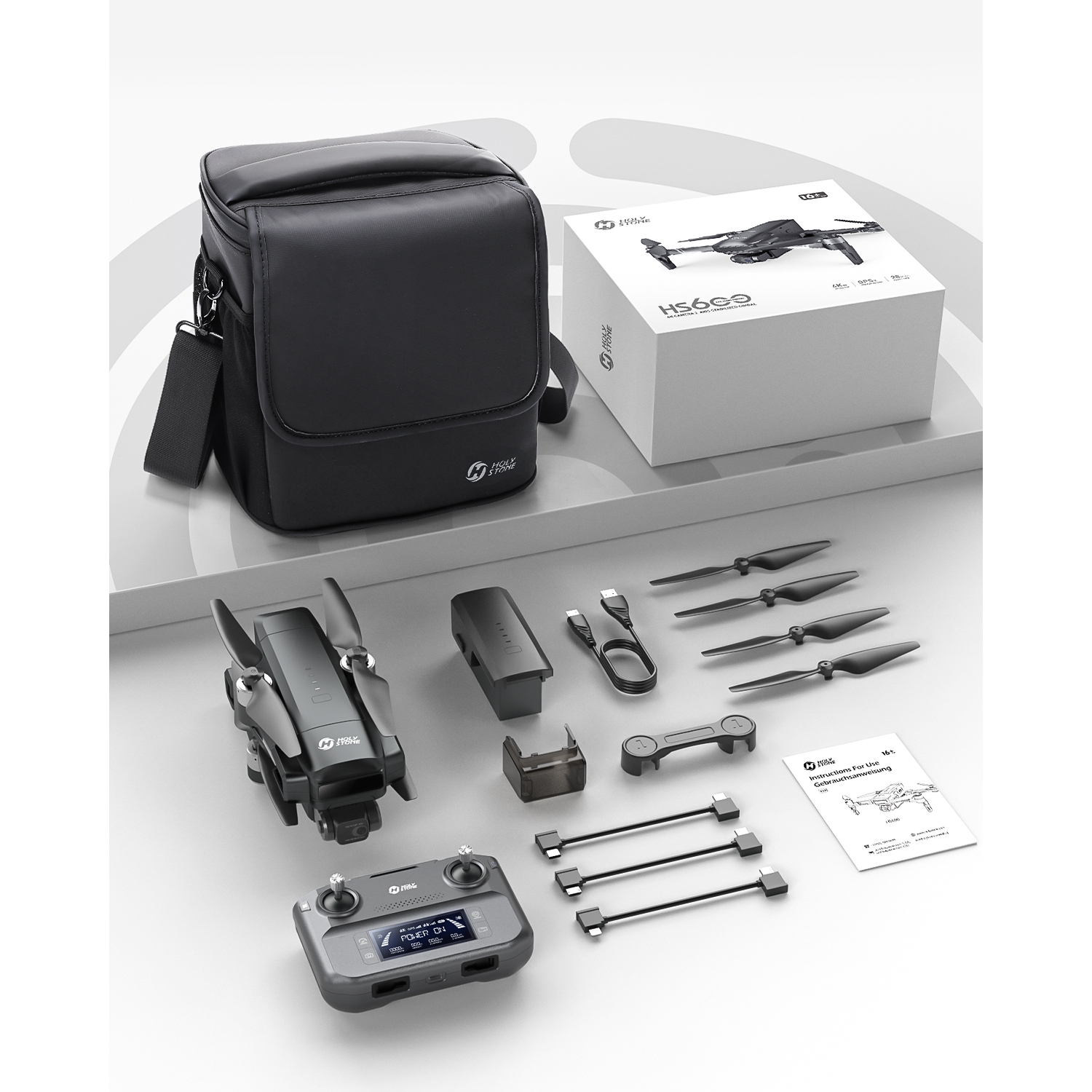 Holy Stone – Drones avec cardan 2 axes HS600 avec caméra pour adultes 4K EIS, drone GPS avec moteurs sans balais, 4K/30 ips, Follow Me, résistance au