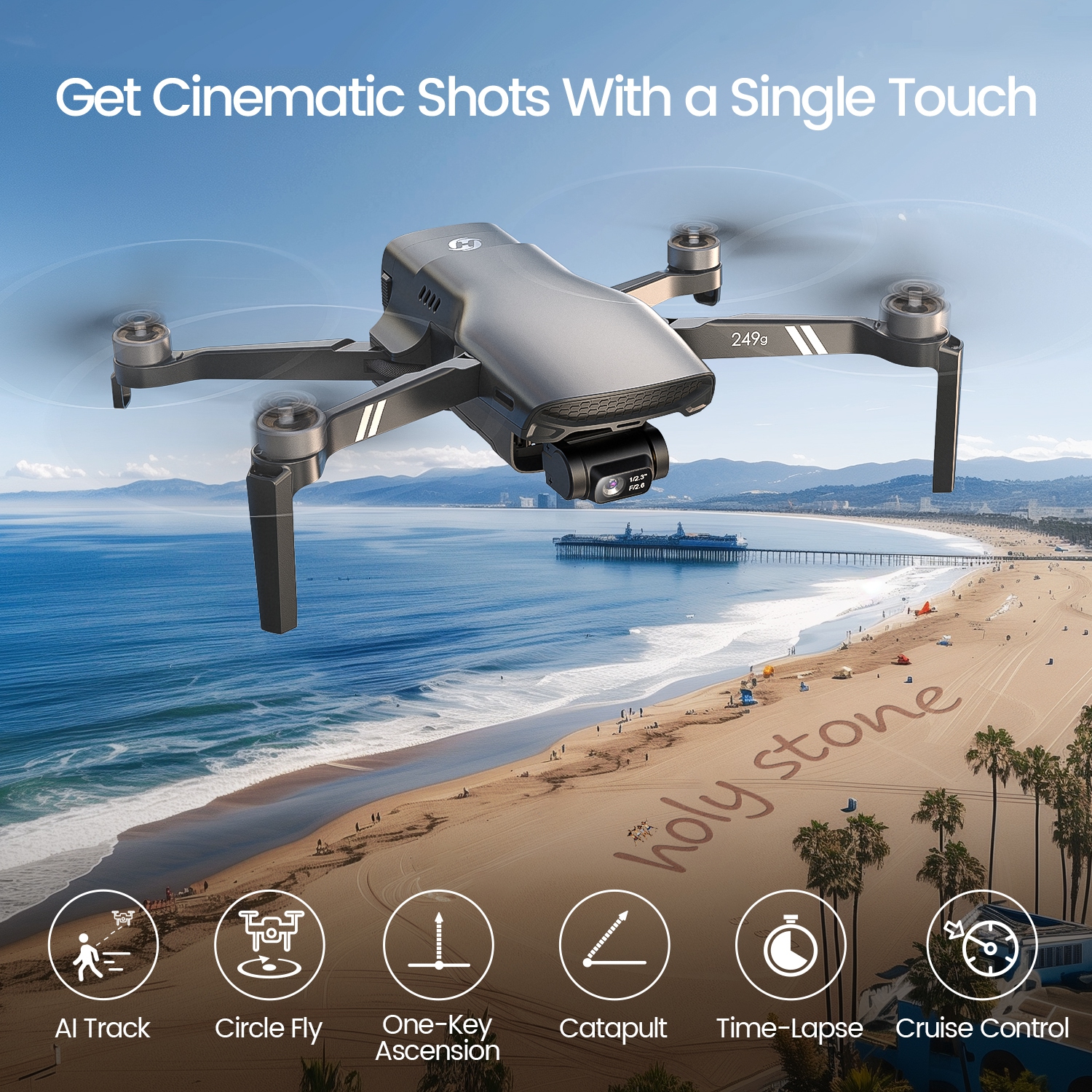 Holy Stone HS900 Drones Under 249g for Adults with Camera 4k,3 Axis Brushless Gimbal Drone with 20000Ft Range, Visual Tracking, 4K/30FPS Video, 8k