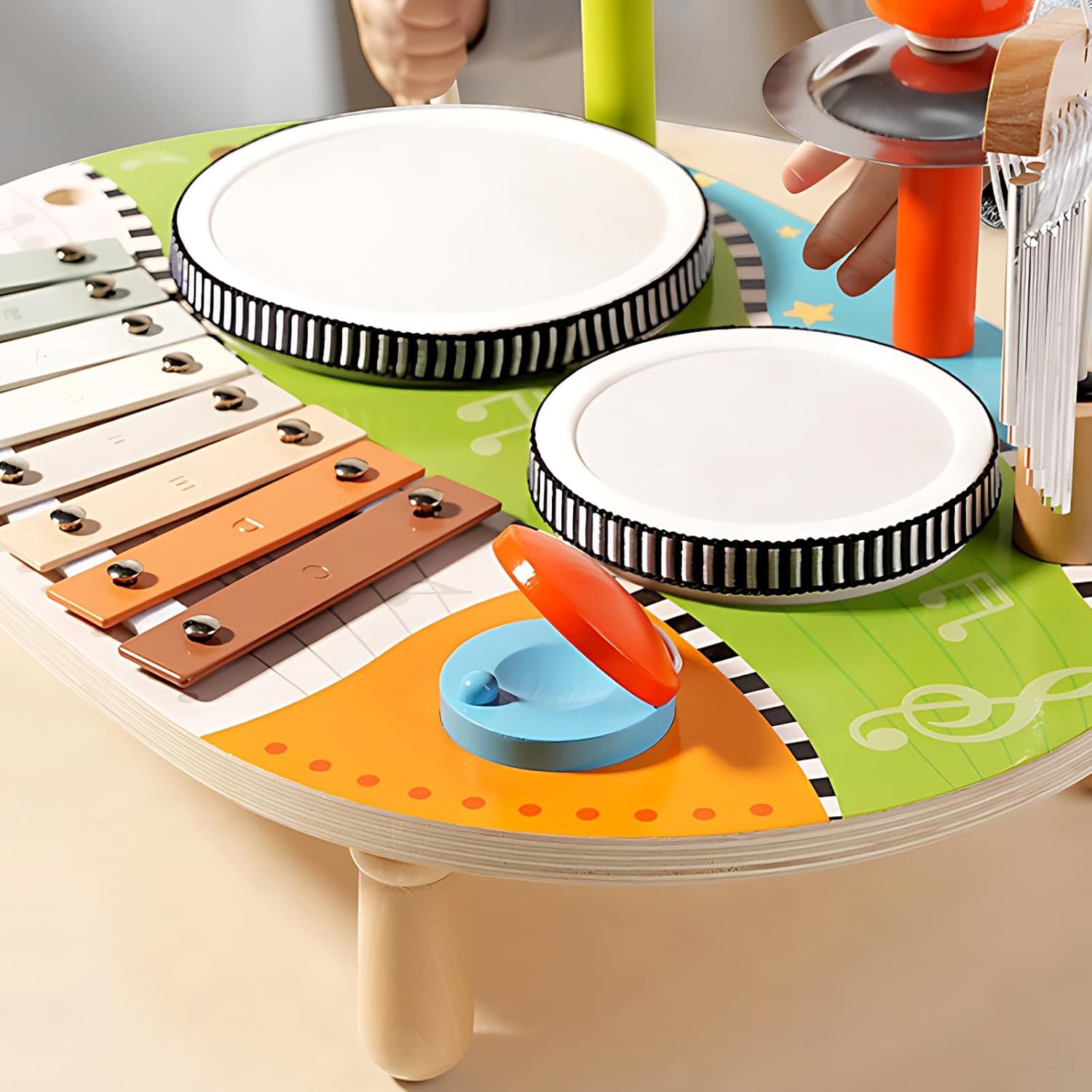 Wind Chime Drum Set | Wooden Music Set | 5-in-1 Children's Drum Set | Music Learning Toys | Develop Rhythm and Motor Skills | Perfect Gift