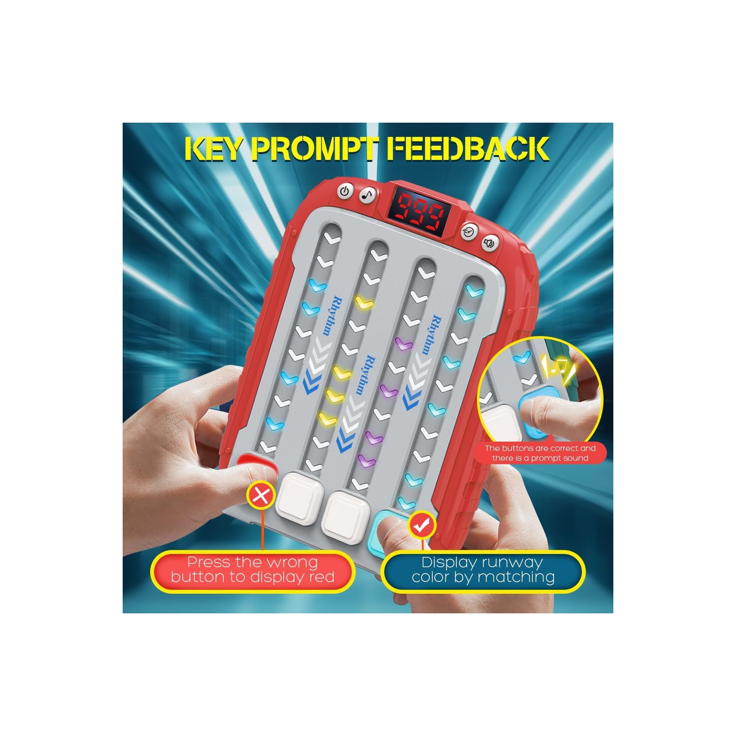 Rhythm dance music game console, children's electronic music toys, stress relief, children's handheld games, game consoles, birthday gifts for boys