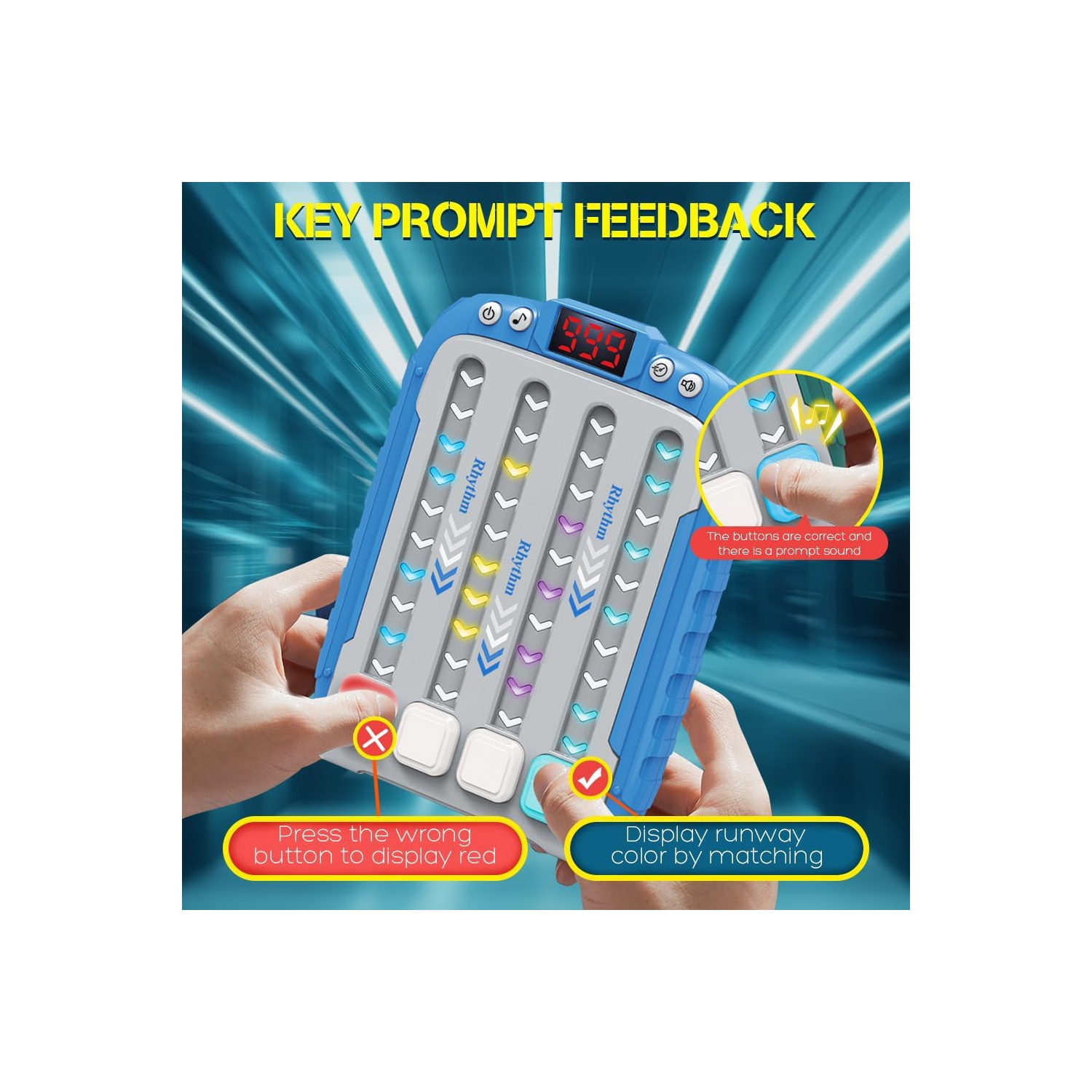 Rhythm dance music game console, children's electronic music toys, stress relief, children's handheld games, game consoles, birthday gifts for boys