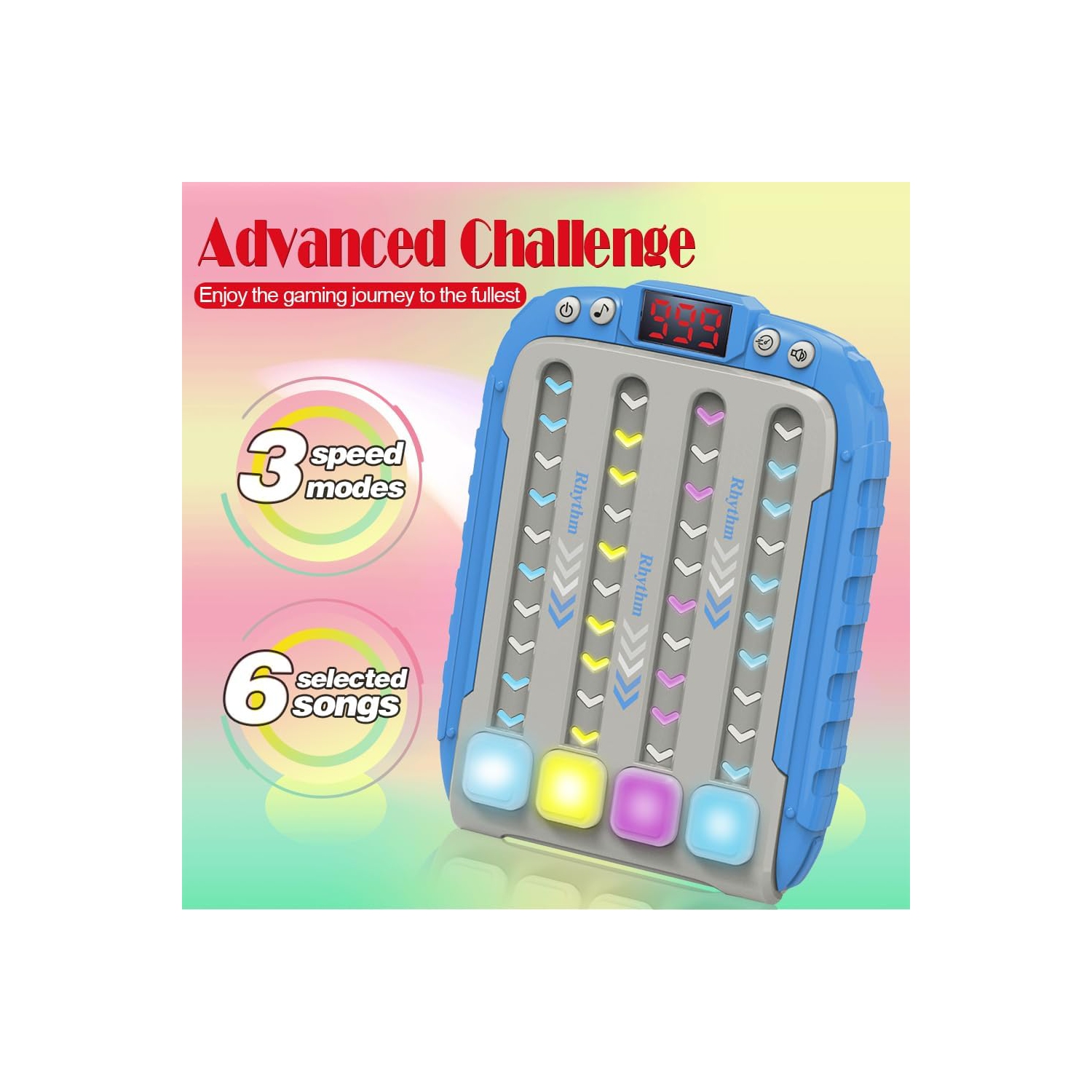 Rhythm dance music game console, children's electronic music toys, stress relief, children's handheld games, game consoles, birthday gifts for boys