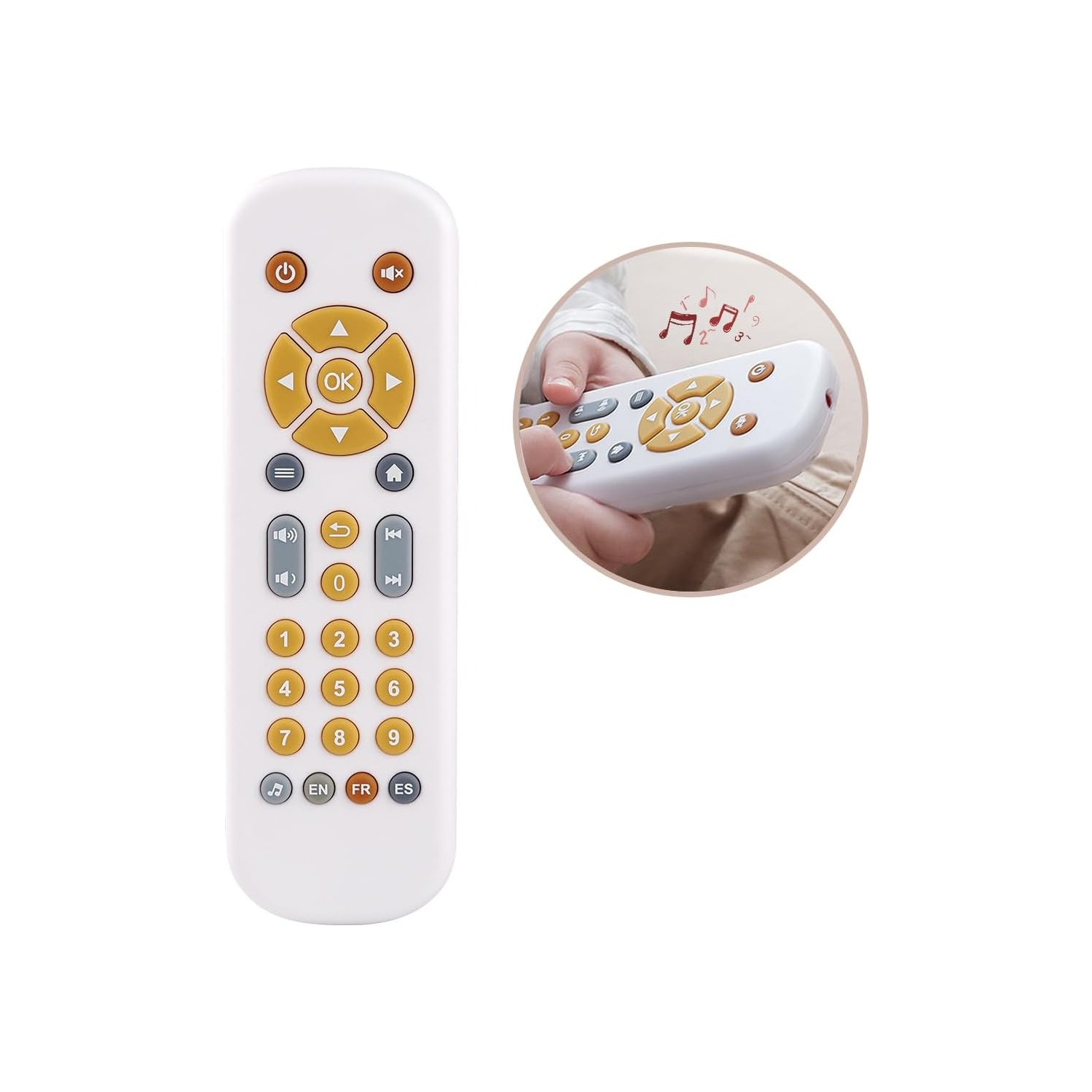 Baby Safe TV Remote Control Toy with Multi-Language Learning Function - Realistic Design, Soft Silicone Shell, Baby Sensory Toy with Multi-Shape