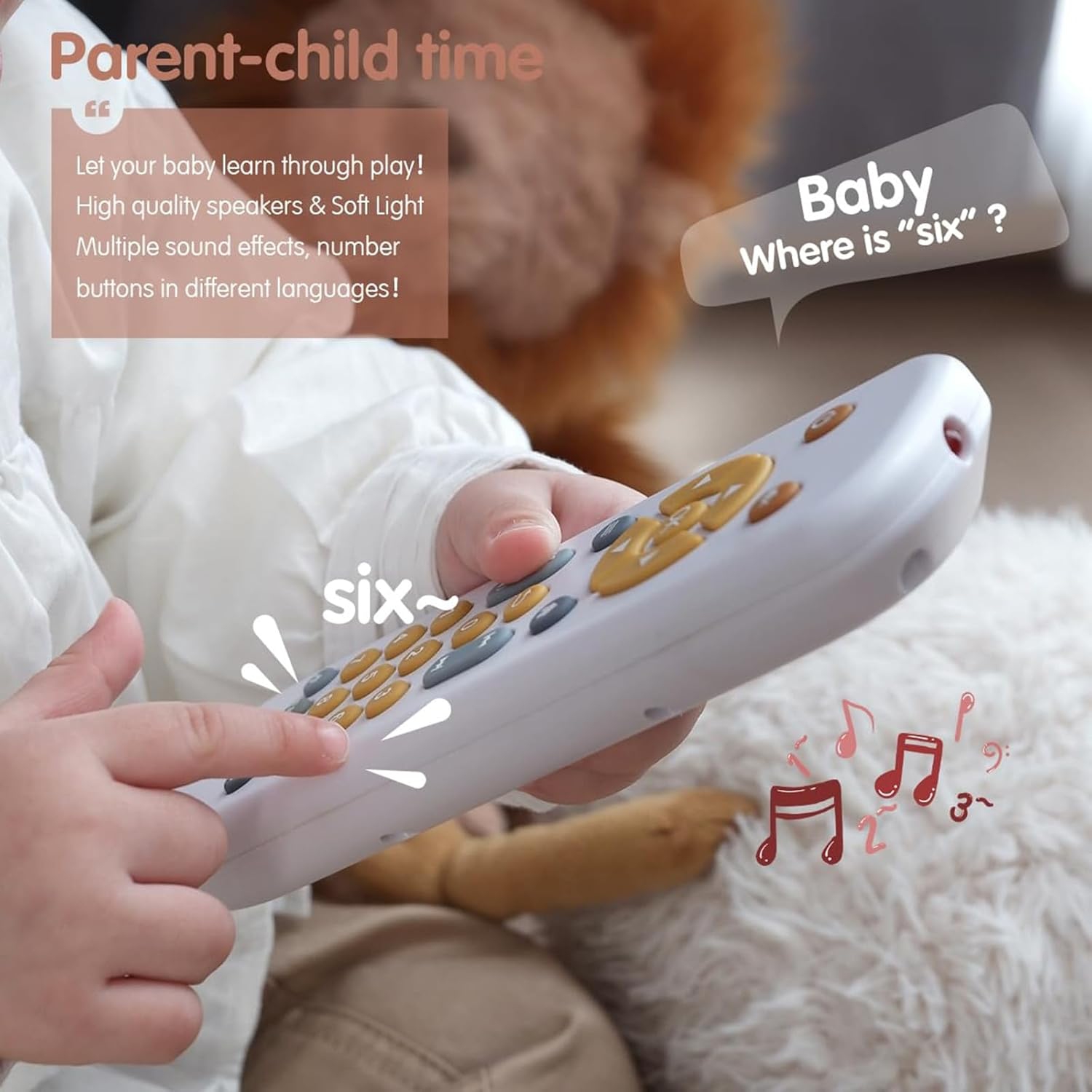 Baby Safe TV Remote Control Toy with Multi-Language Learning Function - Realistic Design, Soft Silicone Shell, Baby Sensory Toy with Multi-Shape