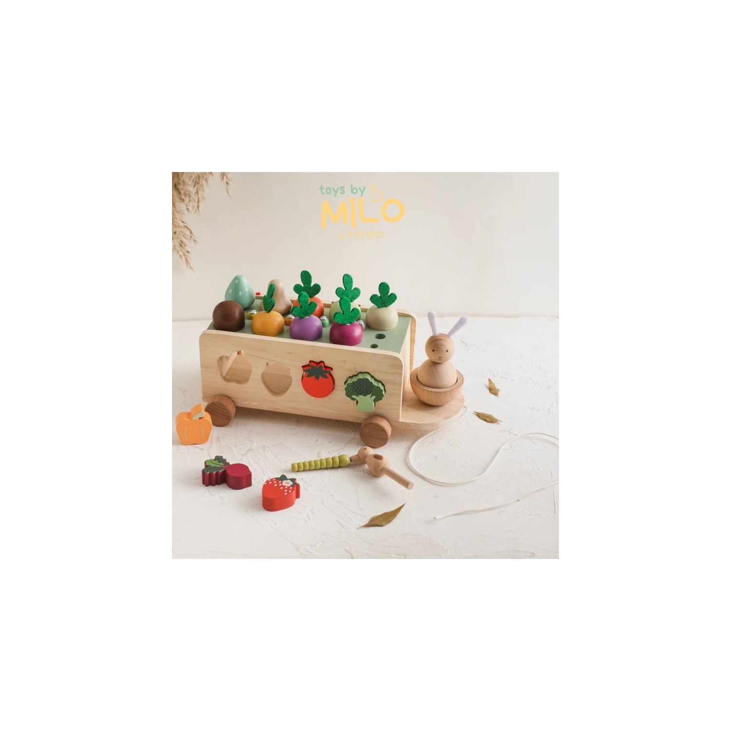 Wooden bungee cord carrot car toy set - educational building blocks for toddlers and kids, fun learning games, durable and safe, perfect gift for