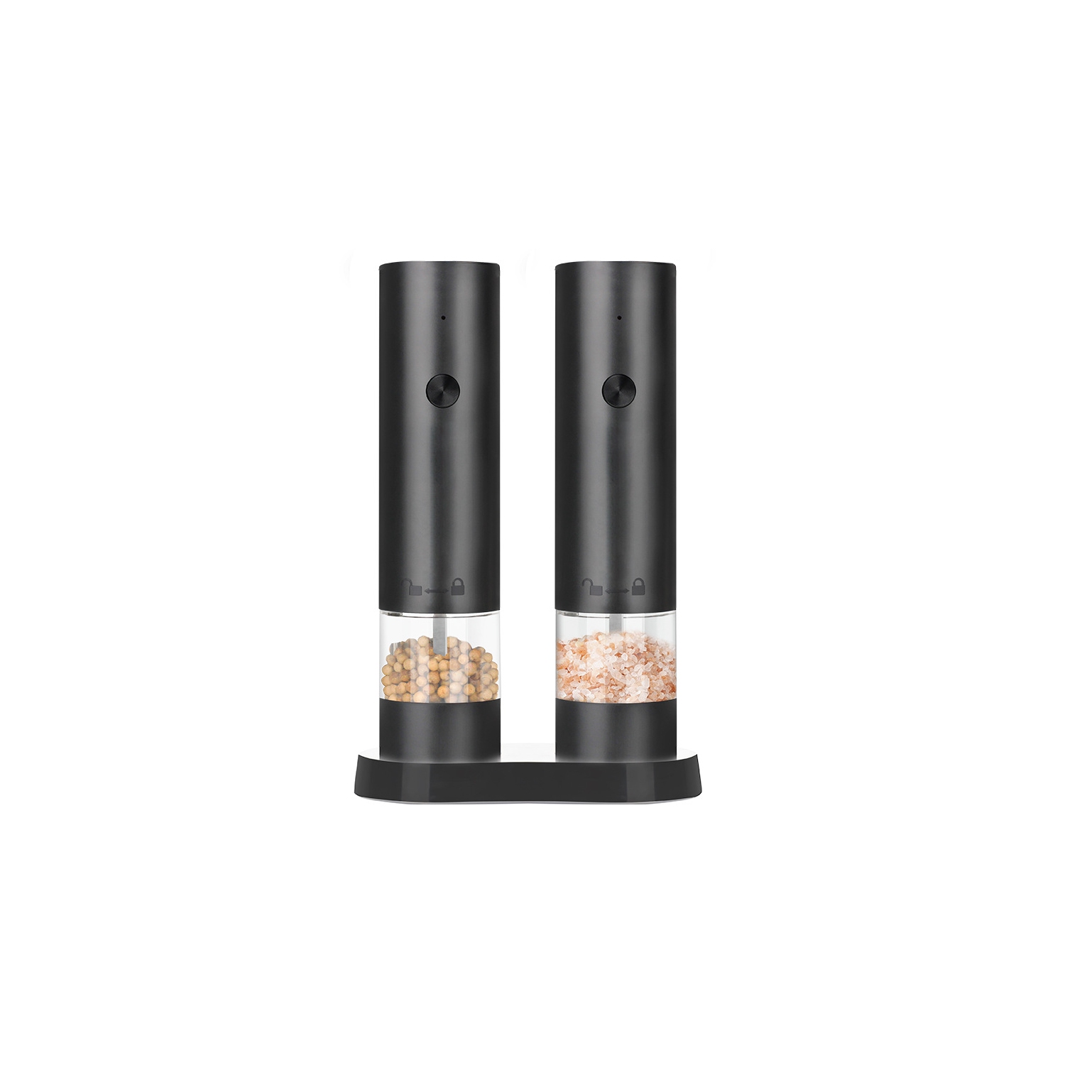 USB rechargeable electric grinder | Black pepper and sea salt dual seasoning automatic grinder | Kitchen smart seasoning artifact - 2-pack with base