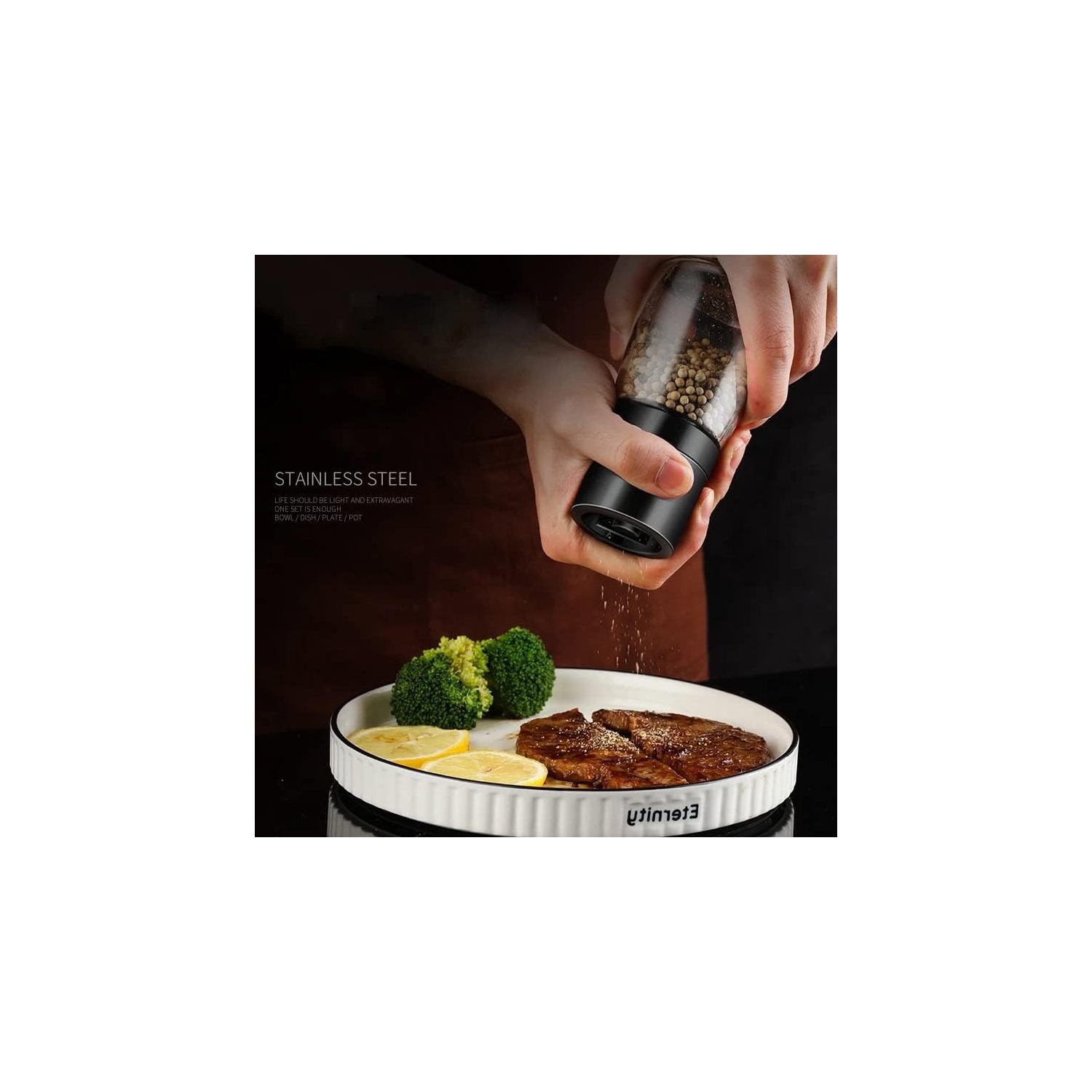 Ensemble de 2 moulins à sel et à poivre, accessoires de cuisine réglables robustes et moulin à poivre