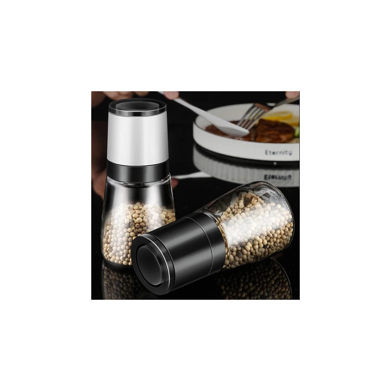 Ensemble de 2 moulins à sel et à poivre, accessoires de cuisine réglables robustes et moulin à poivre