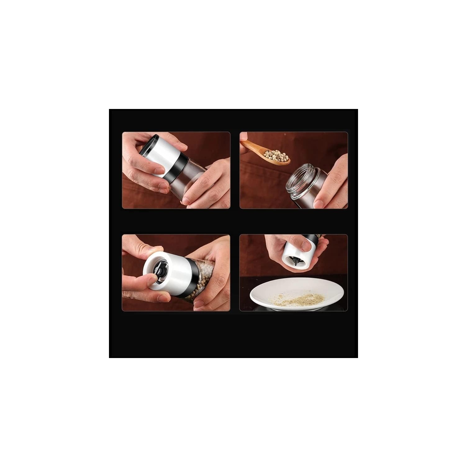 Ensemble de 2 moulins à sel et à poivre, accessoires de cuisine réglables robustes et moulin à poivre