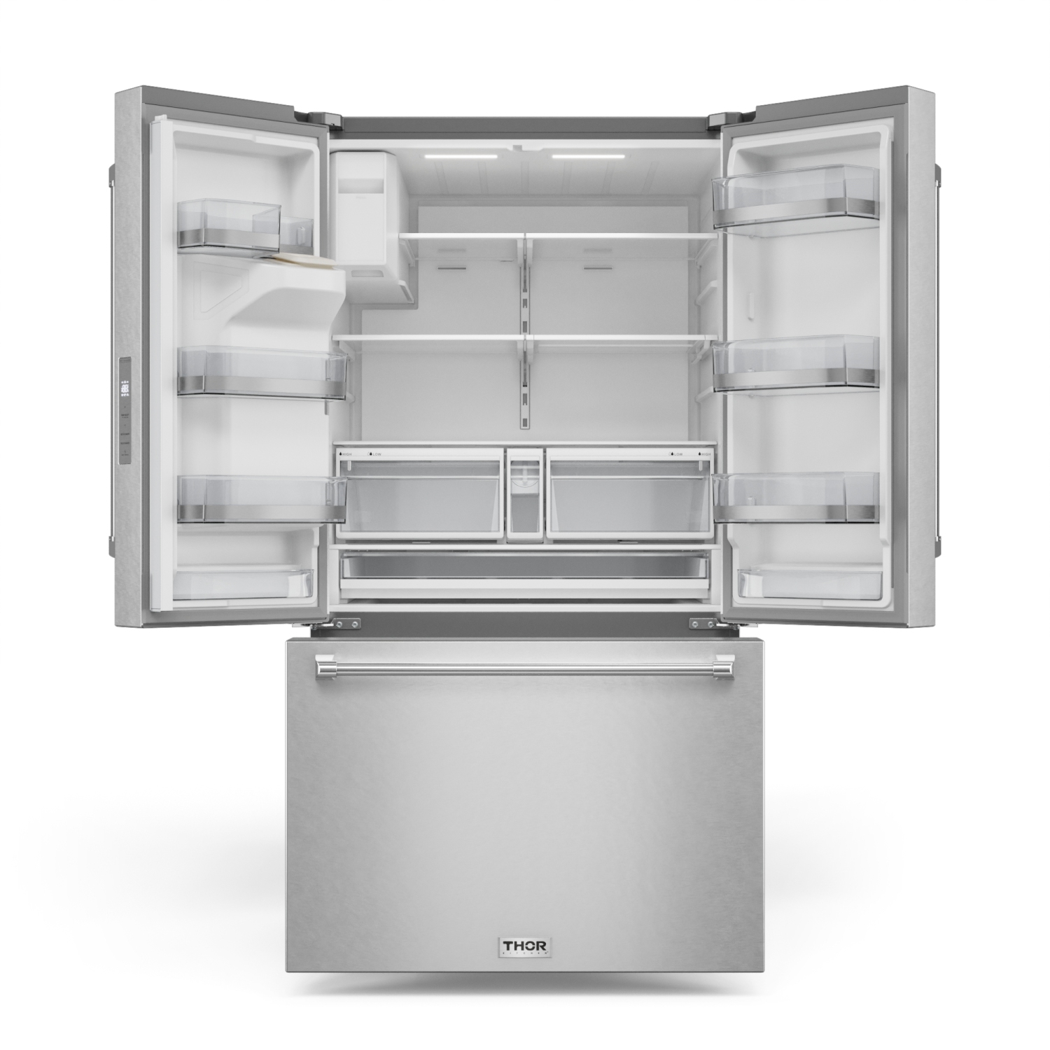 Thor Kitchen 36 Inch Professional French Door Refrigerator with Ice and Water Dispenser – Model TRF3628FFD