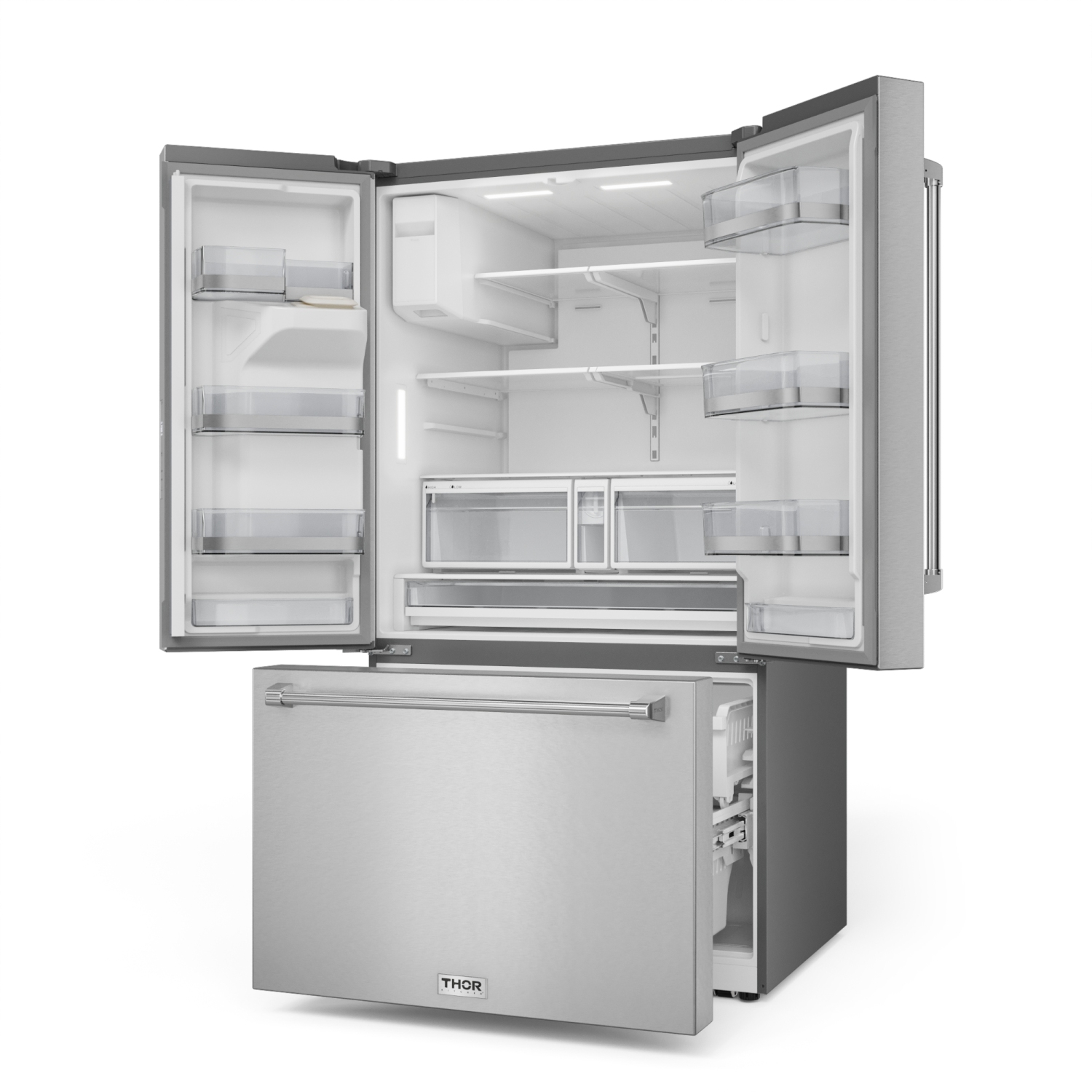 Thor Kitchen 36 Inch Professional French Door Refrigerator with Ice and Water Dispenser – Model TRF3628FFD