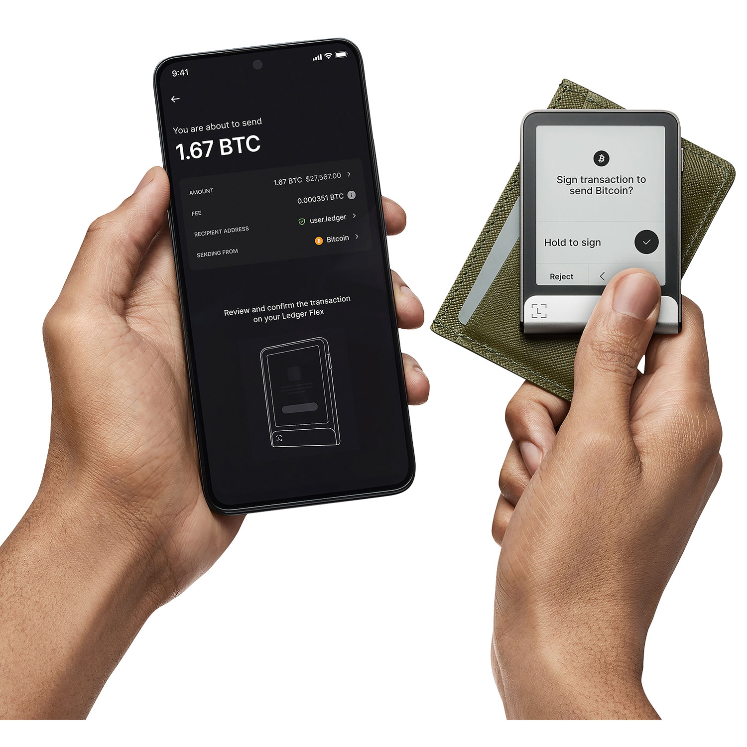 Portefeuille physique de cryptomonnaie à encre électronique 2,84 po USB-C/Bluetooth avec clé de récupération Flex de Ledger - Graphite
