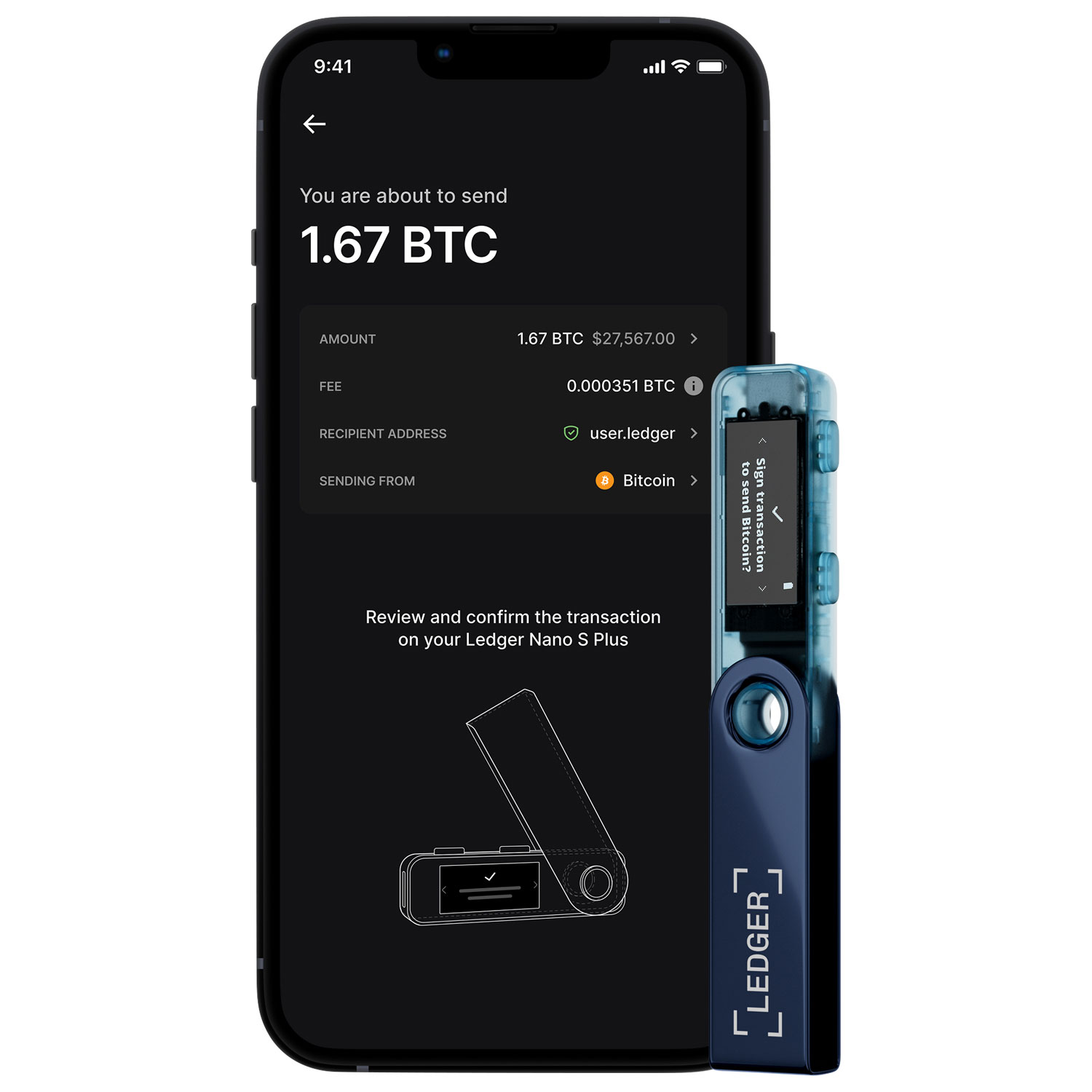 Ledger Nano S Plus Crypto Hardware Wallet USB-C - Neptune Blue