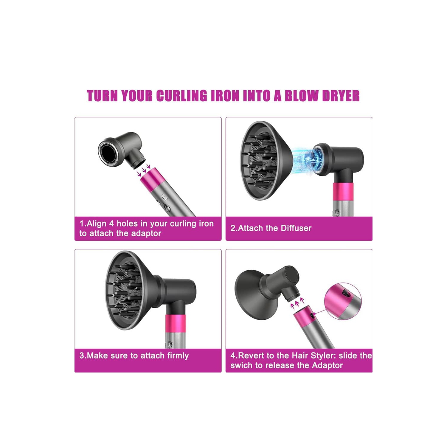 Diffuser and Adaptor for Dyson Airwrap Styler | Converts Airwrap Styler into Hair Dryer Combination | Compatible Hair Styling Tool Accessories for