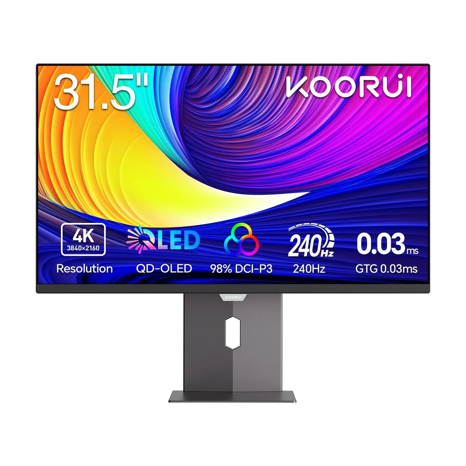 KOORUI 31.5" 3840 x 2160 240 Hz QD-OLED Gaming Monitor FreeSync Premium & G-Sync Compatible 98% DCI-P3 S3241XO