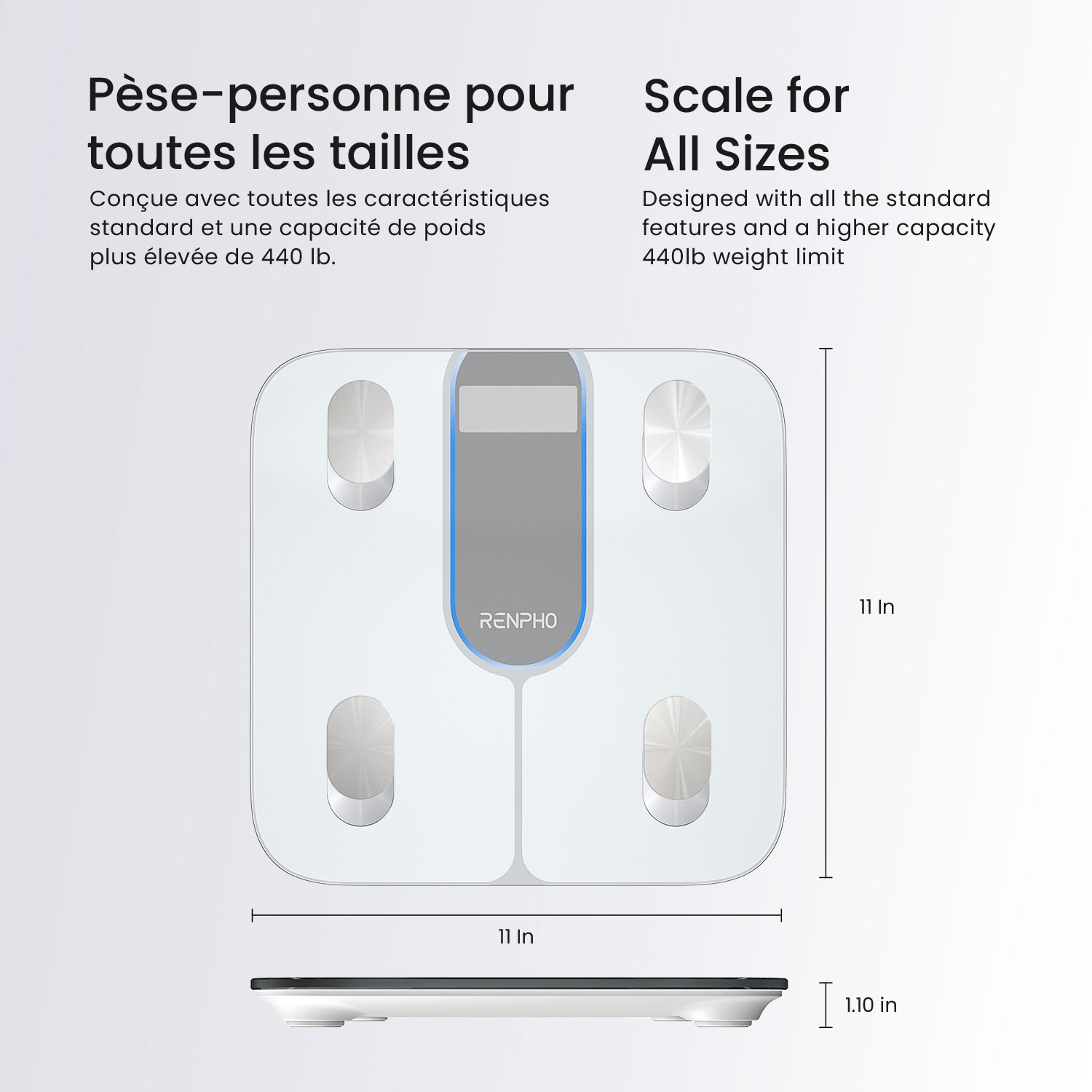 Pèse-personne intelligent Bluetooth Elis 1C de Renpho - Blanc