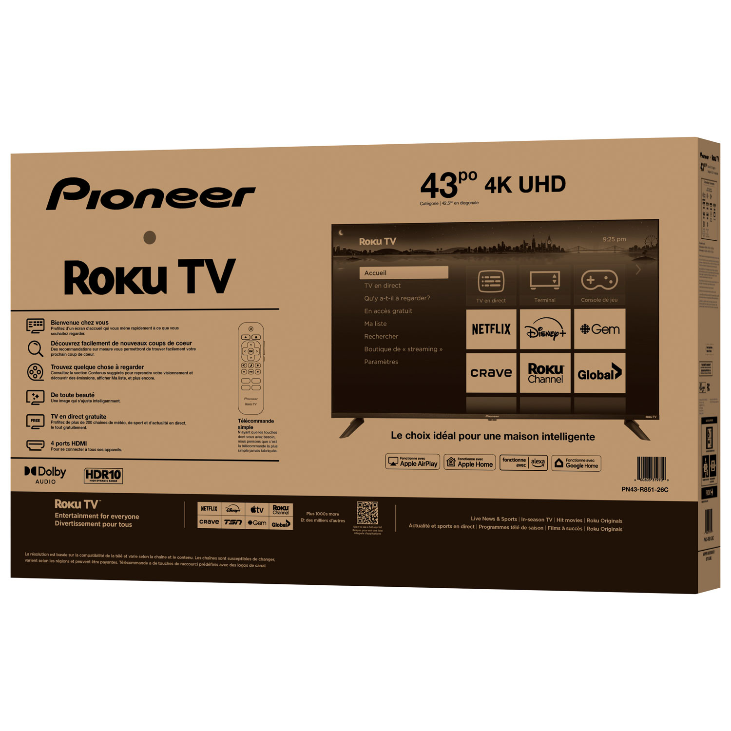 Téléviseur intelligent Roku TV ACL HDR UHD 4K de 43 po série R851 de Pioneer - 2025 - Exclusivité Best Buy