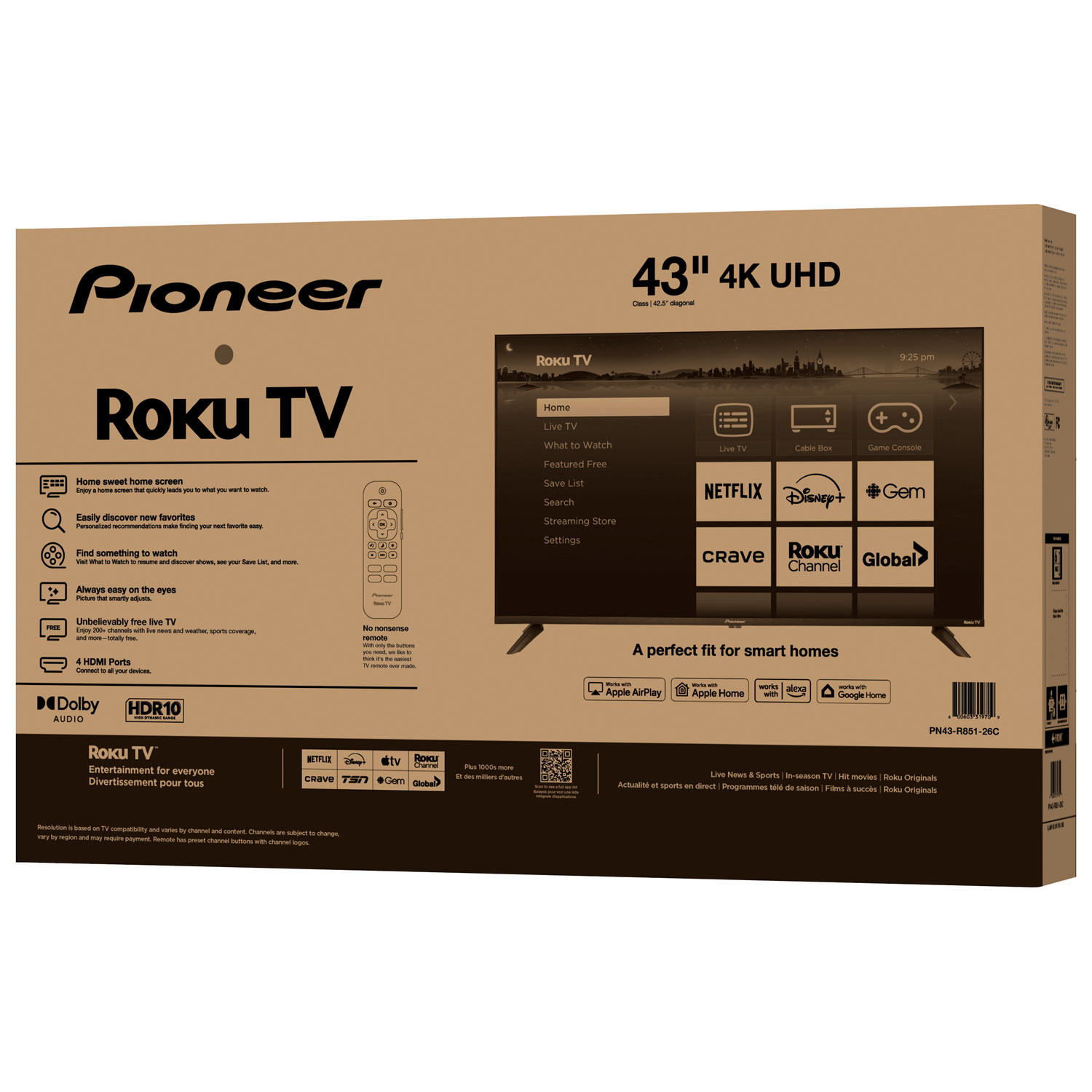 Téléviseur intelligent Roku TV ACL HDR UHD 4K de 43 po série R851 de Pioneer - 2025 - Exclusivité Best Buy