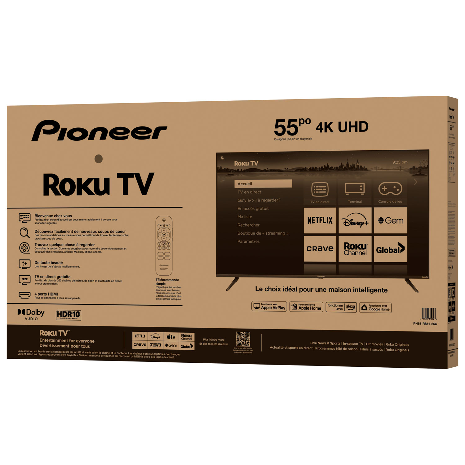 Téléviseur intelligent Roku TV ACL HDR UHD 4K de 55 po série R851 de Pioneer - 2025 - Exclusivité Best Buy