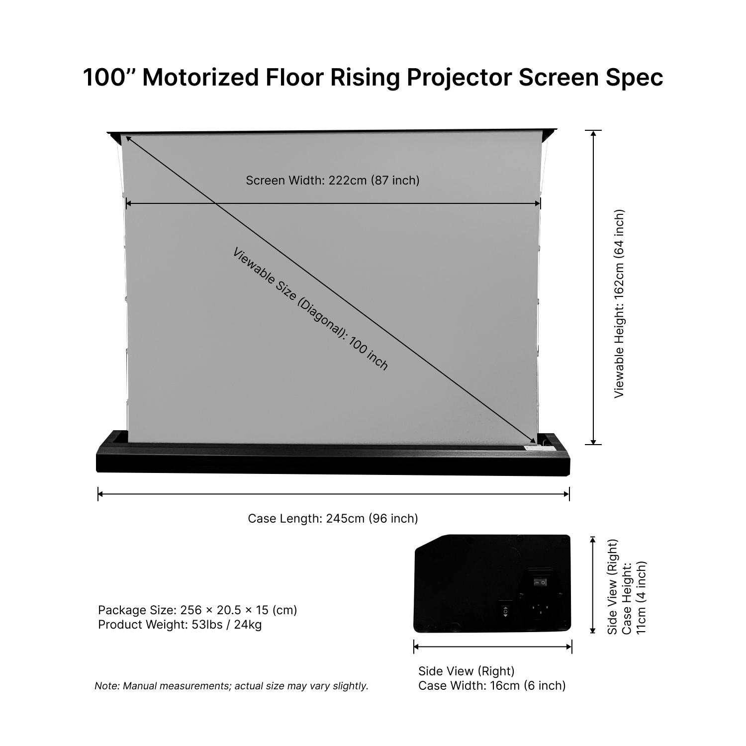 MUBU Sunrise Ultra Short Throw ALR Motorized Floor Rising Screen 100" - Black Crystal