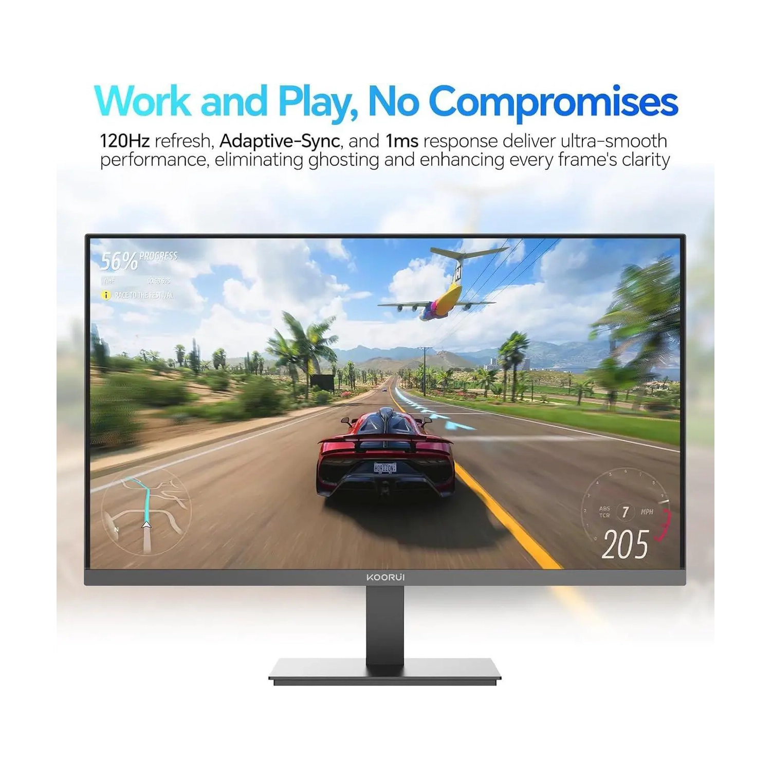 KOORUI 27" 2560 x 1440 120 Hz IPS Gaming Monitor 1 ms 99% SRGB Flat Panel E2721H